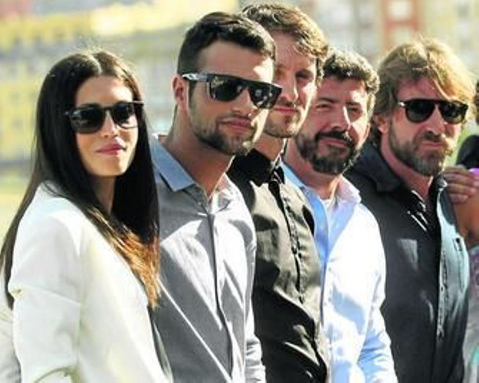 Los actores Nerea Barros, Jesús Castro, Raúl Arévalo y Antonio de la Torre con Alberto Rodríguez (segundo dcha.)