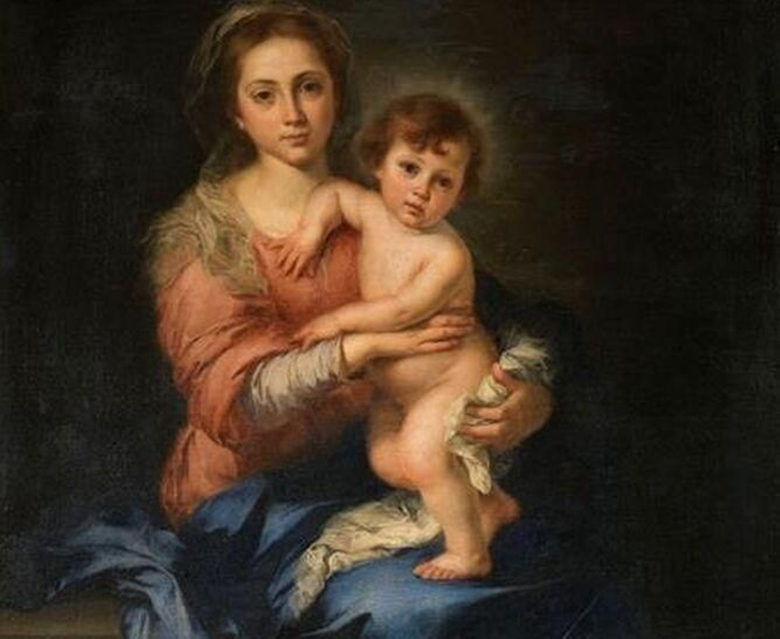Vista parcial de 'La Virgen con el Niño' (1650) de Bartolomé Esteban Murillo.
