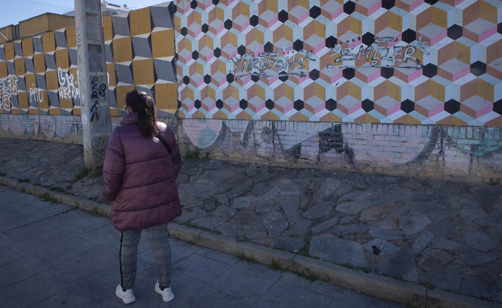 El muro del colegio Miguel Hernández, donde ocurrieron los hechos.