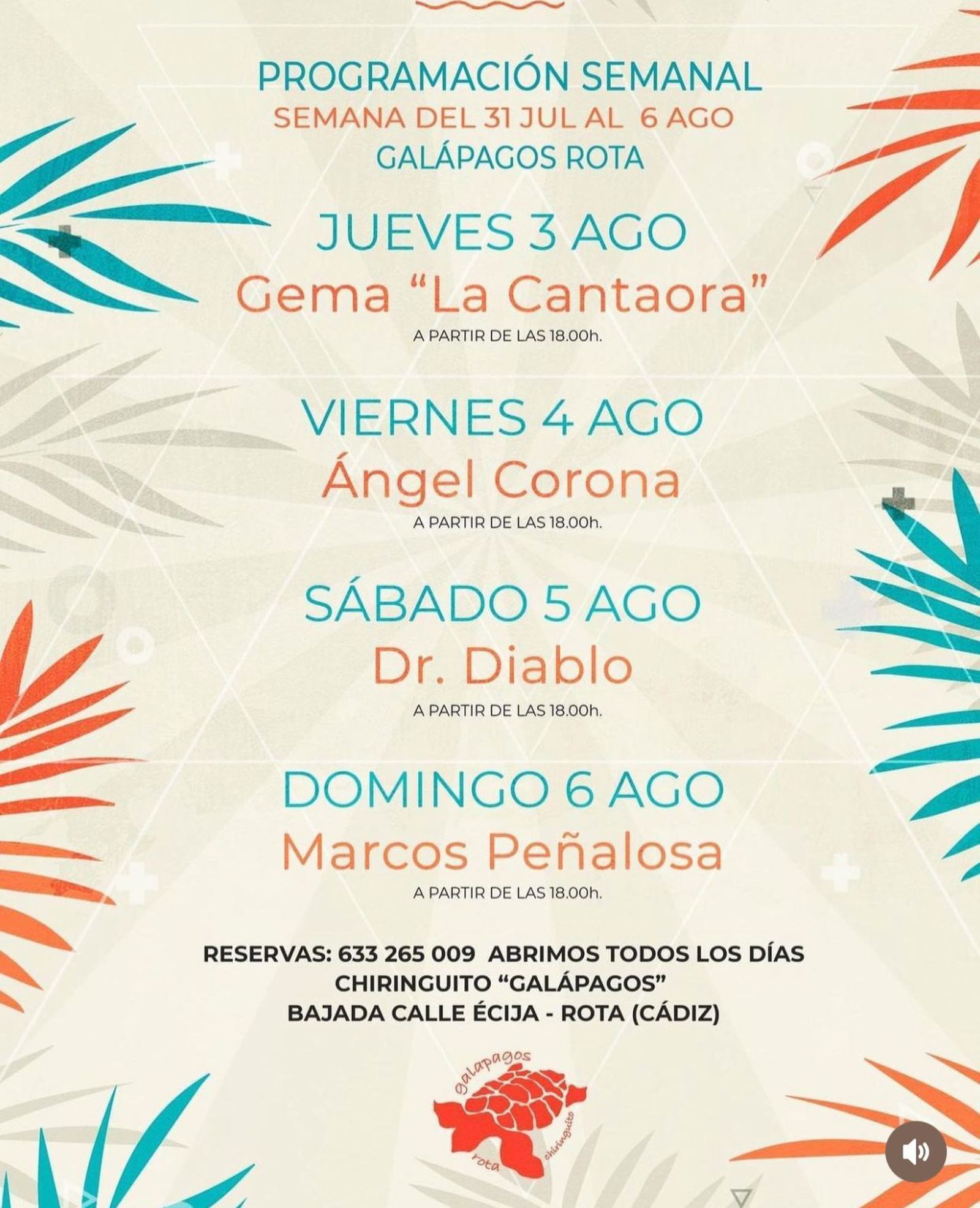 Ángel Corona, Dr. Diablo y Marcos Peñalosa en Chiringuito Galápagos - Rota