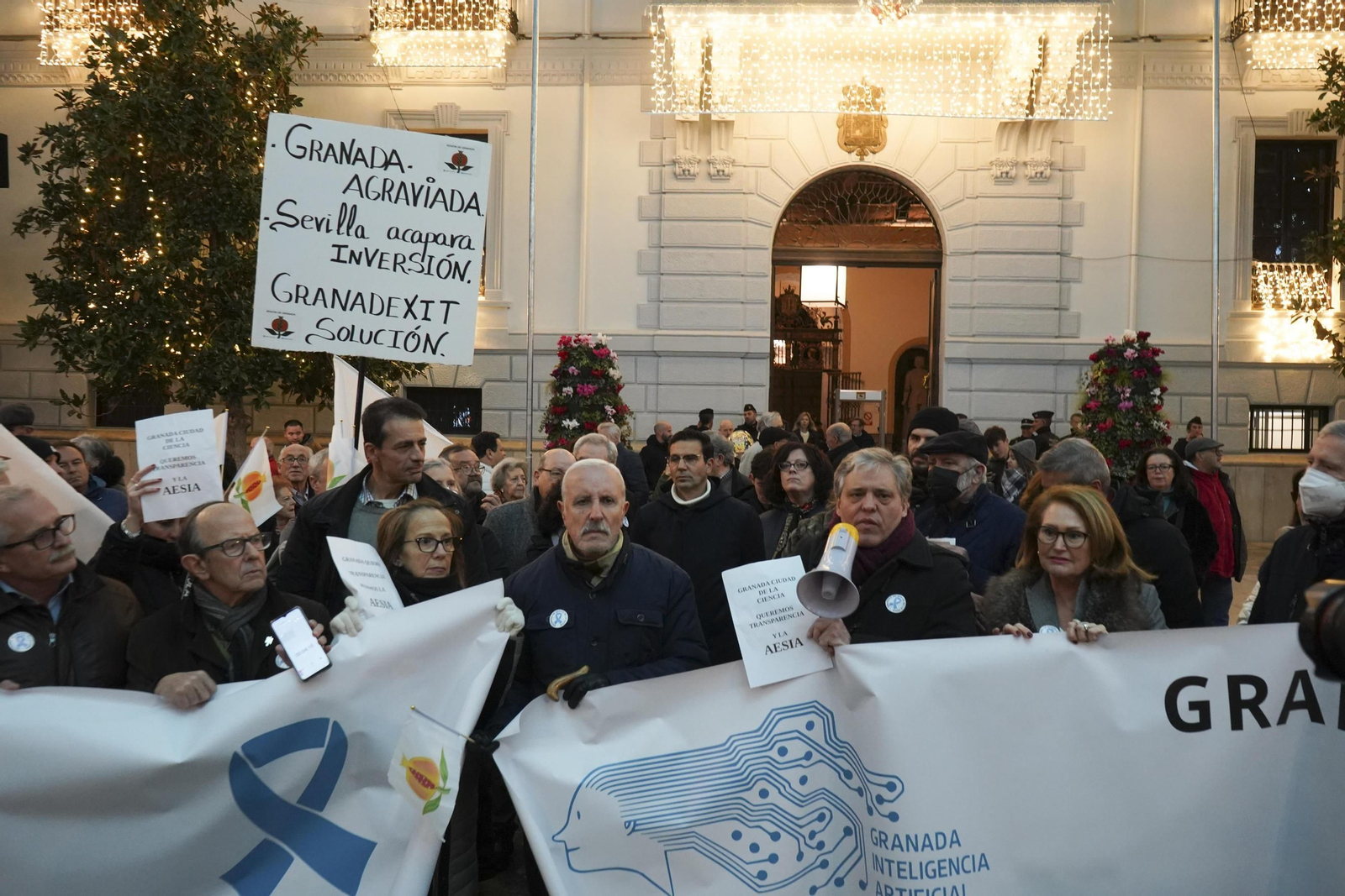 Imagen de archivo de una manifestación en Granada contra la decisión de elegir A Coruña como sede de la AESIA