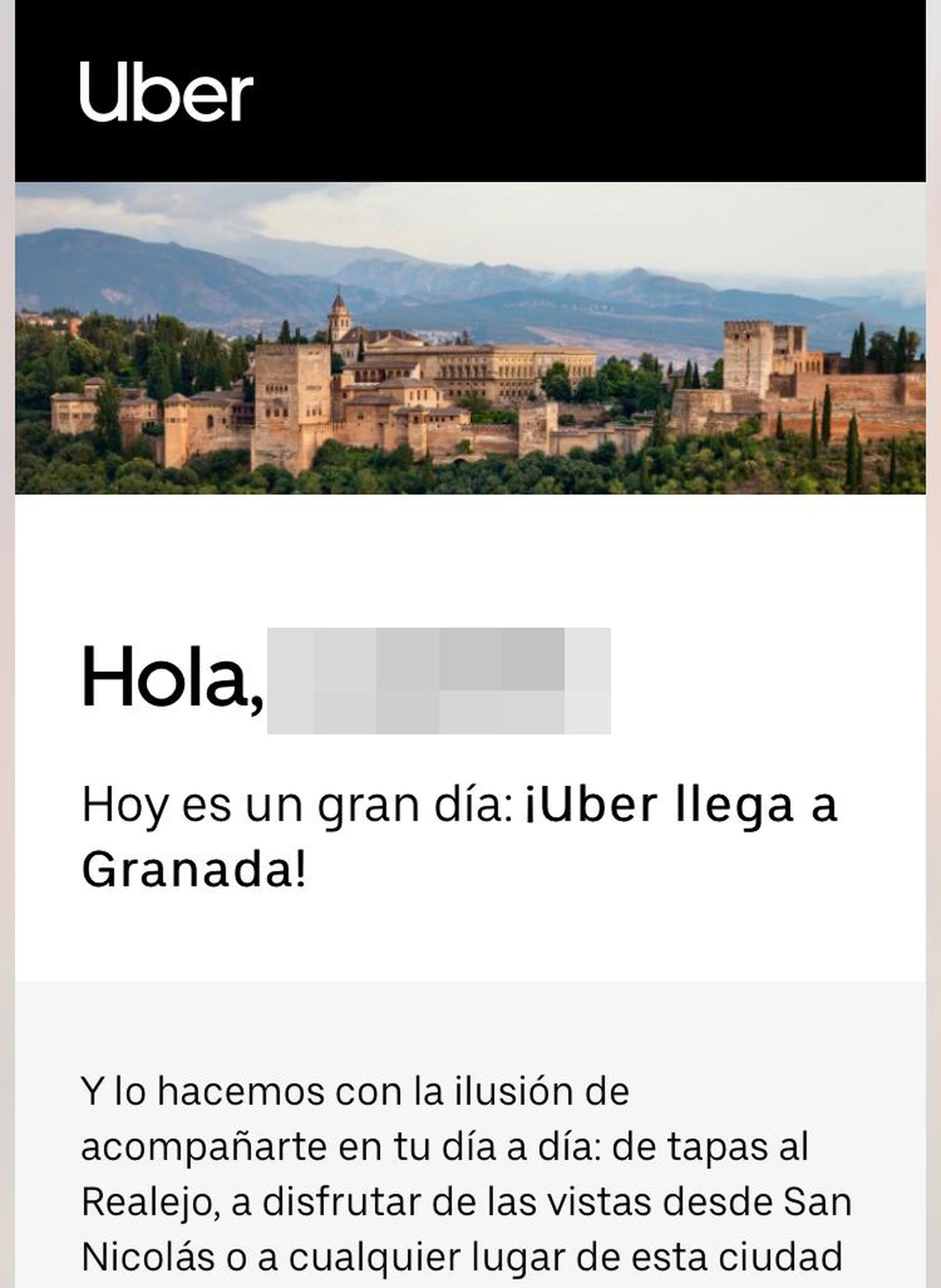 Mensaje de Uber a sus usuarios