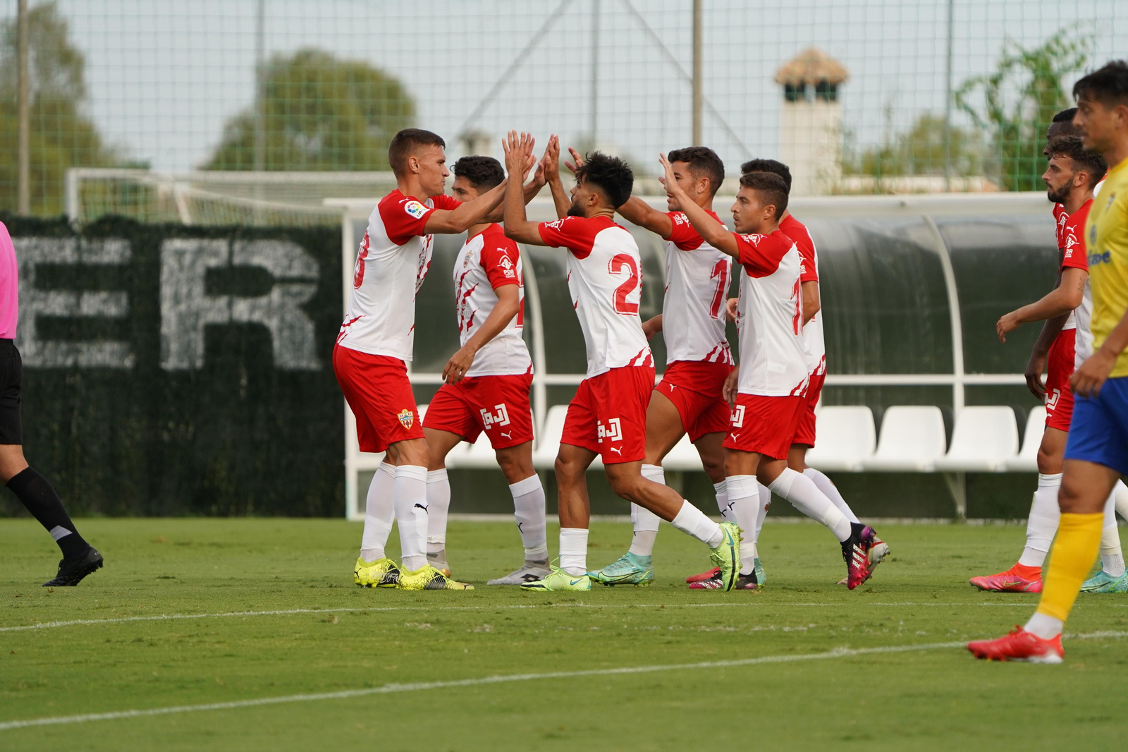Celebración del 1-0 de la UD Almería.