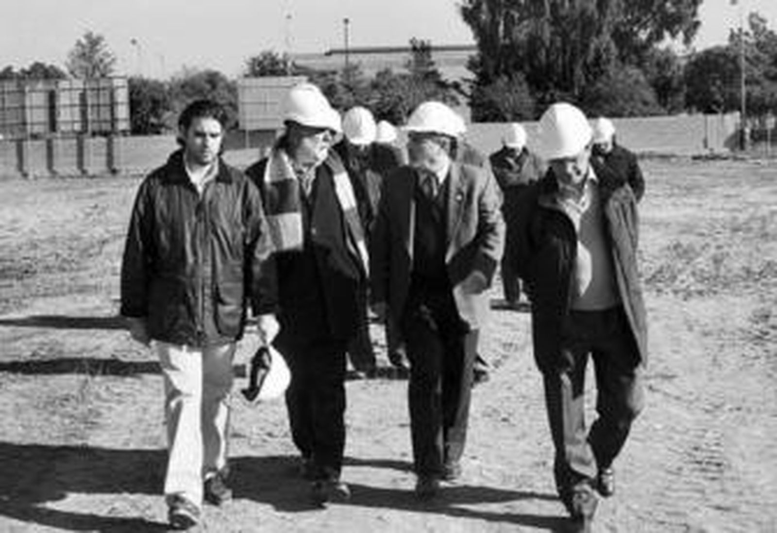 Francisco Manuel Silva, Antonio Rodrigo Torrijos y José Manuel García, en una visita a las obras.