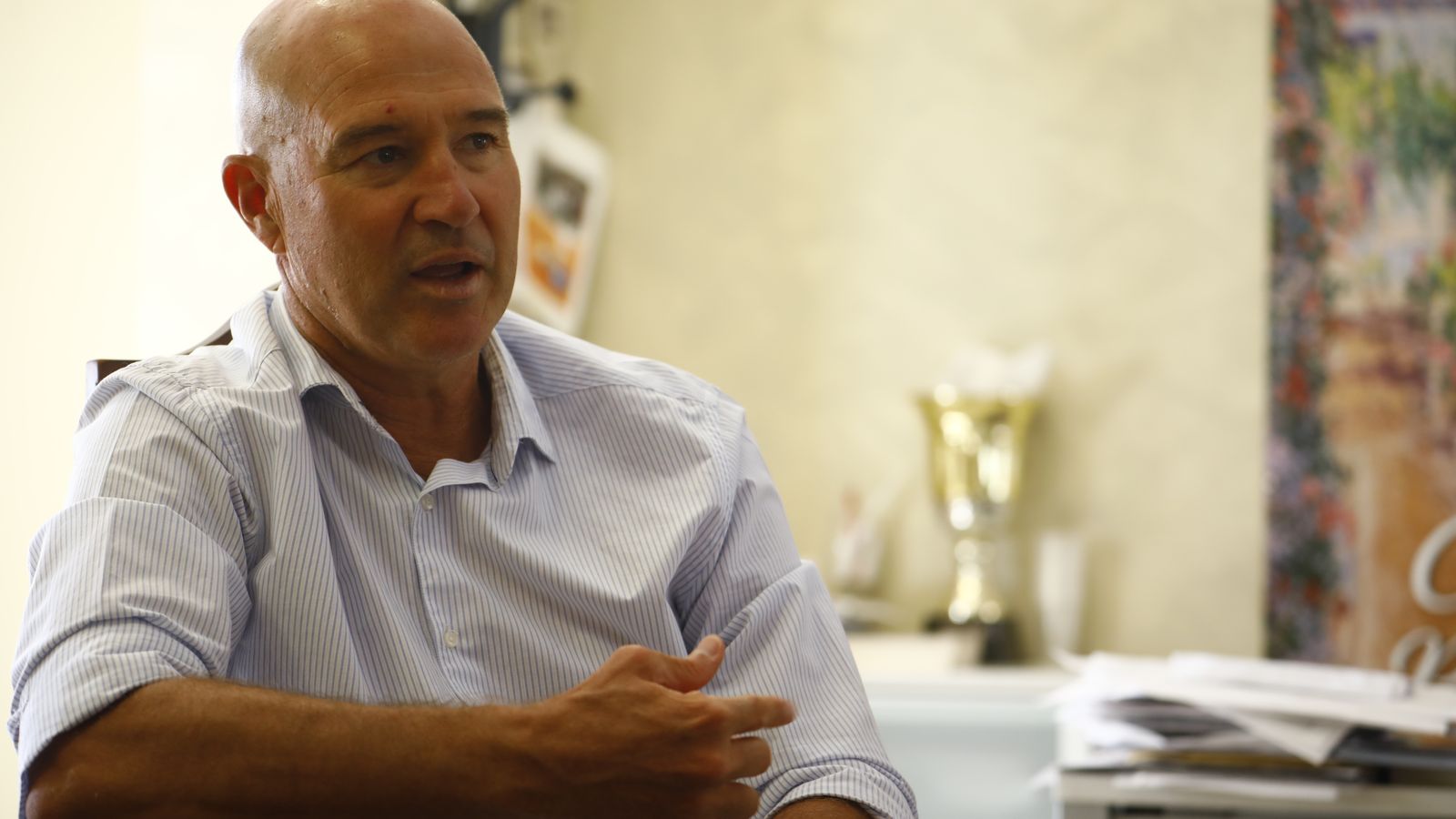 El técnico cordobés, durante la conversación.