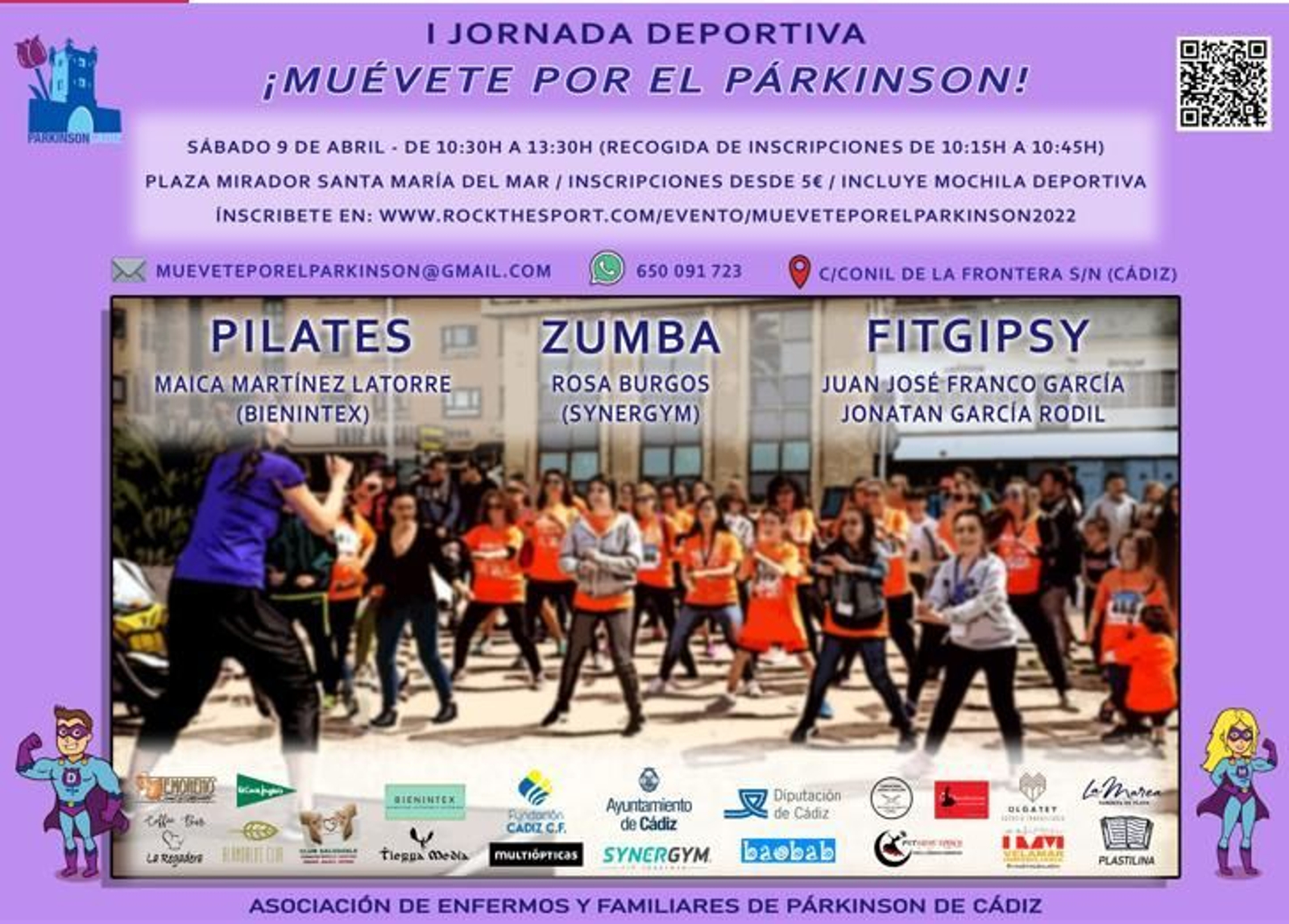 Cartel de la jornada deportiva de la Asociación Parkinson Cádiz.