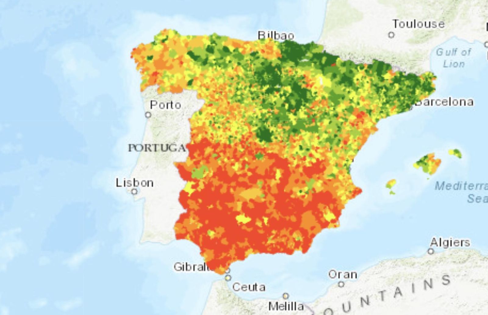 El mapa que muestra si vives en una zona rica o pobre de Granada