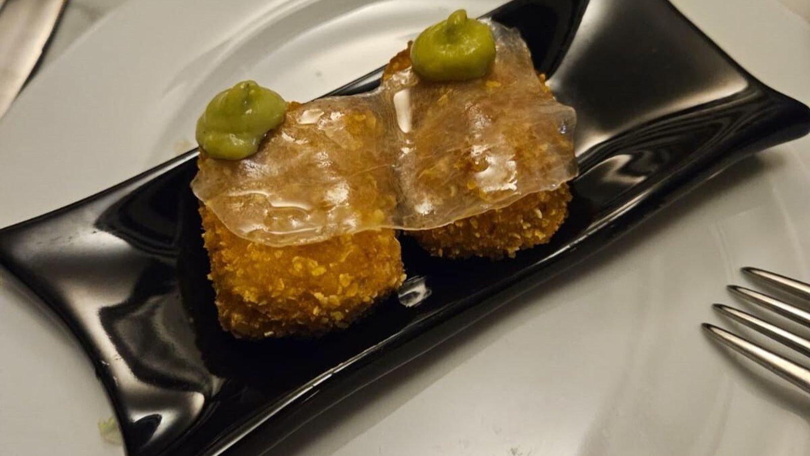 Croquetas viajeras de gamba blanca y su velo ibérico