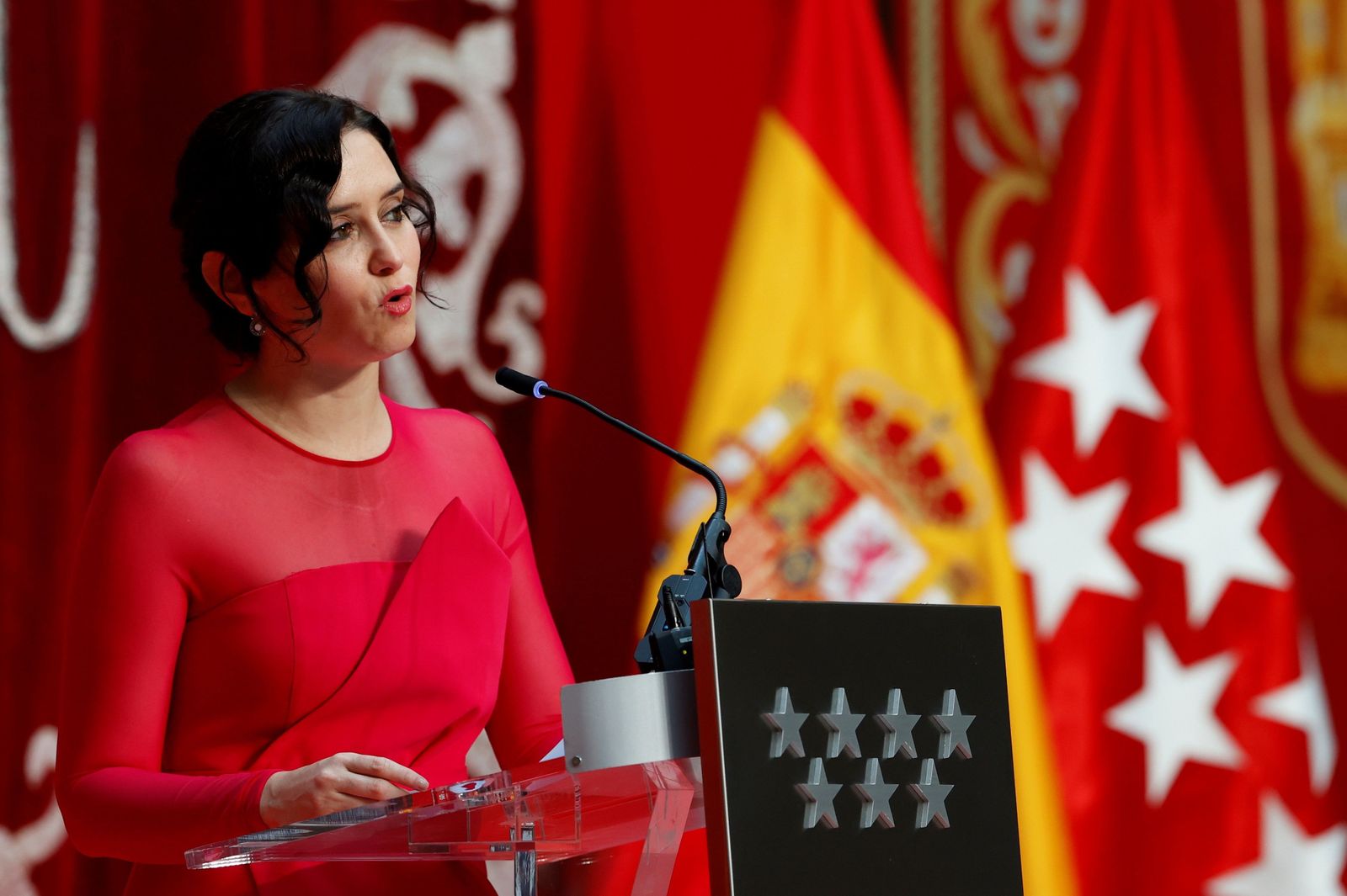 Isabel Díaz Ayuso, durante la ceremonia de toma de posesión de su cargo como presidenta de Madrid.