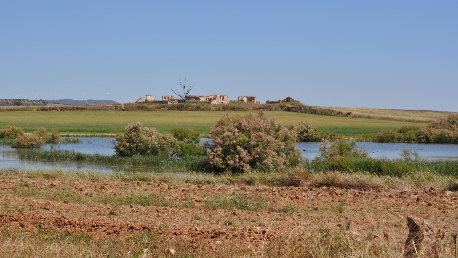 La laguna de Lobón se dibuja a lo largo del trazado. La laguna de Lobón se dibuja a lo largo del trazado.