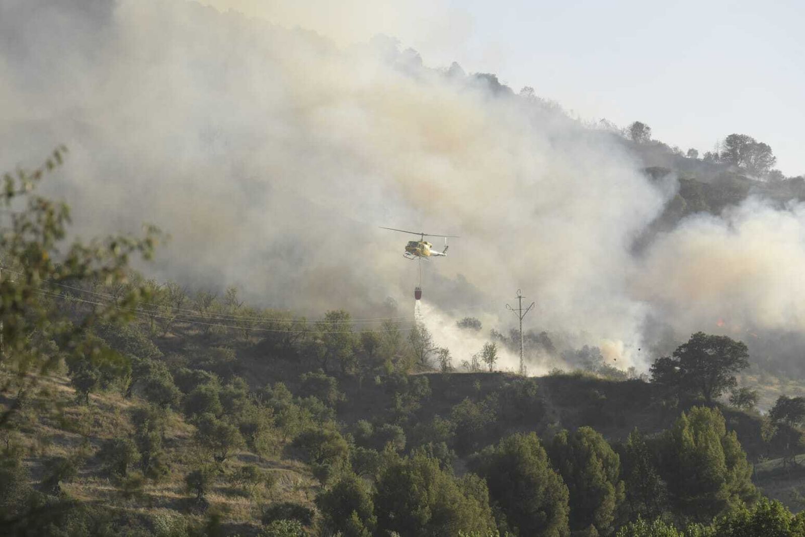 Así están siendo las labores de extinción del aparatoso incendio forestal de Pinos Genil