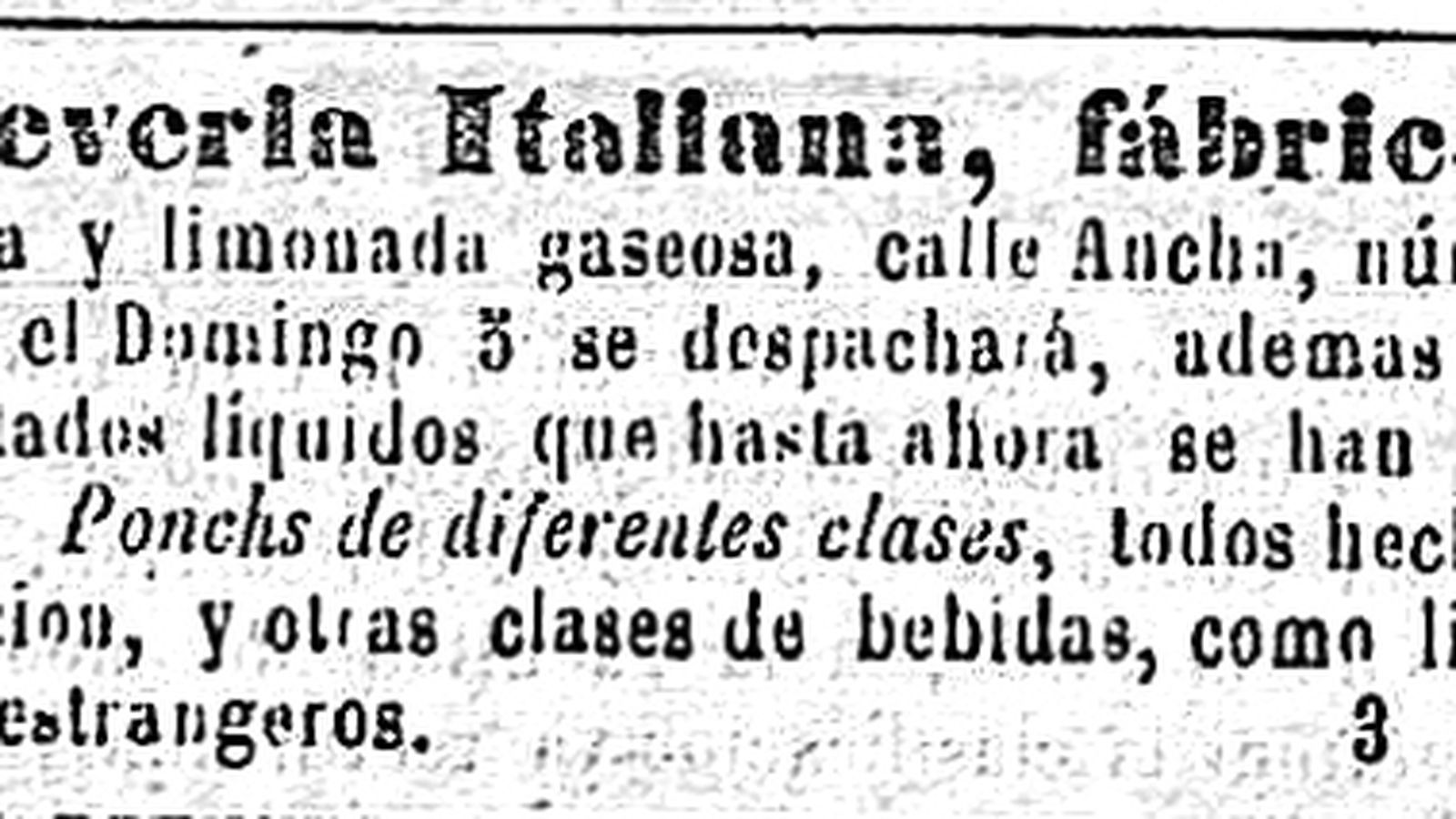 Anuncio en el periódico 'El comercio' en diciembre de 1852.