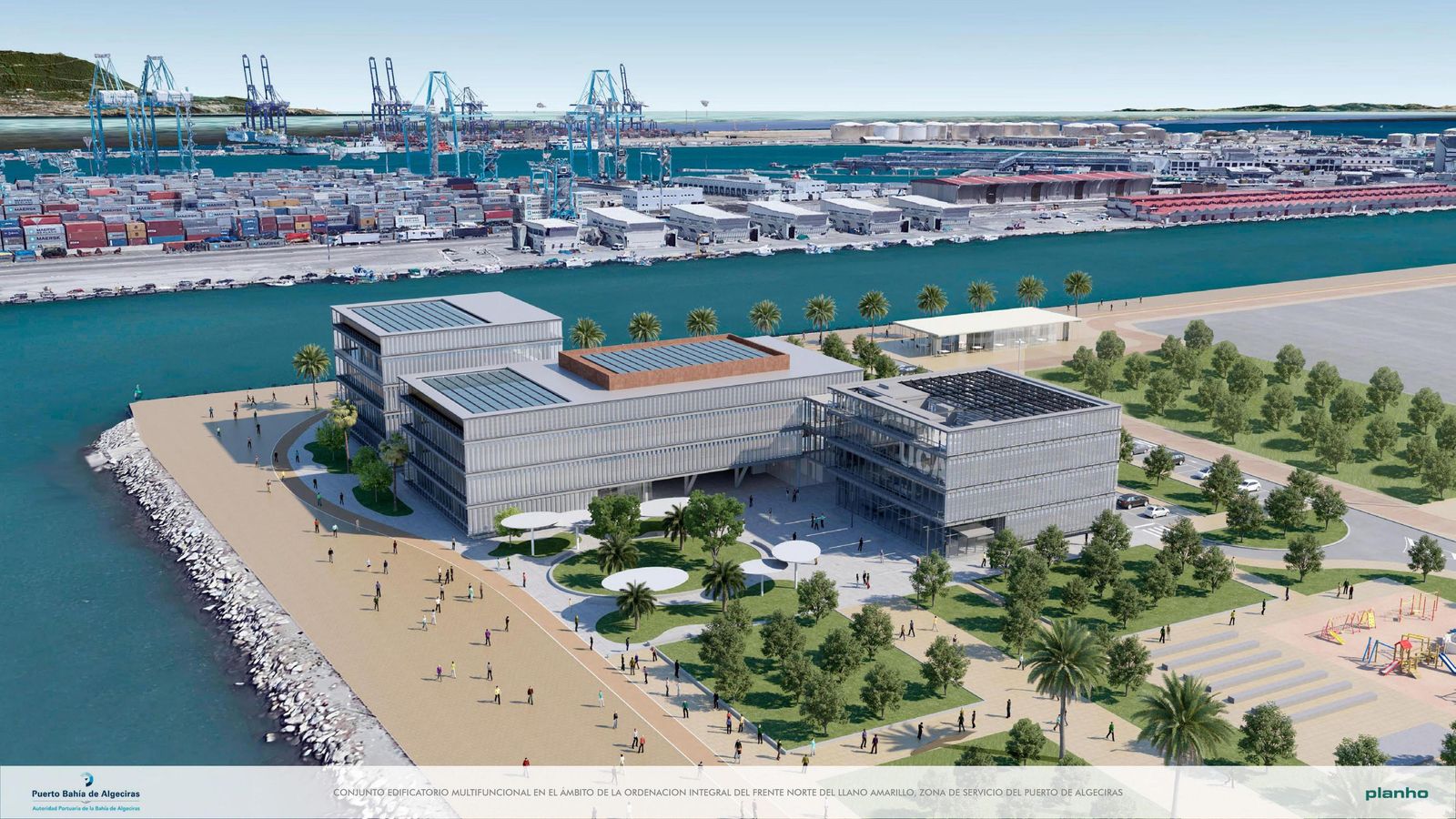 Imagen virtual del conjunto edificatorio del proyecto puerto-ciudad del Lago Marítimo. Imagen virtual del conjunto edificatorio del proyecto puerto-ciudad del Lago Marítimo.