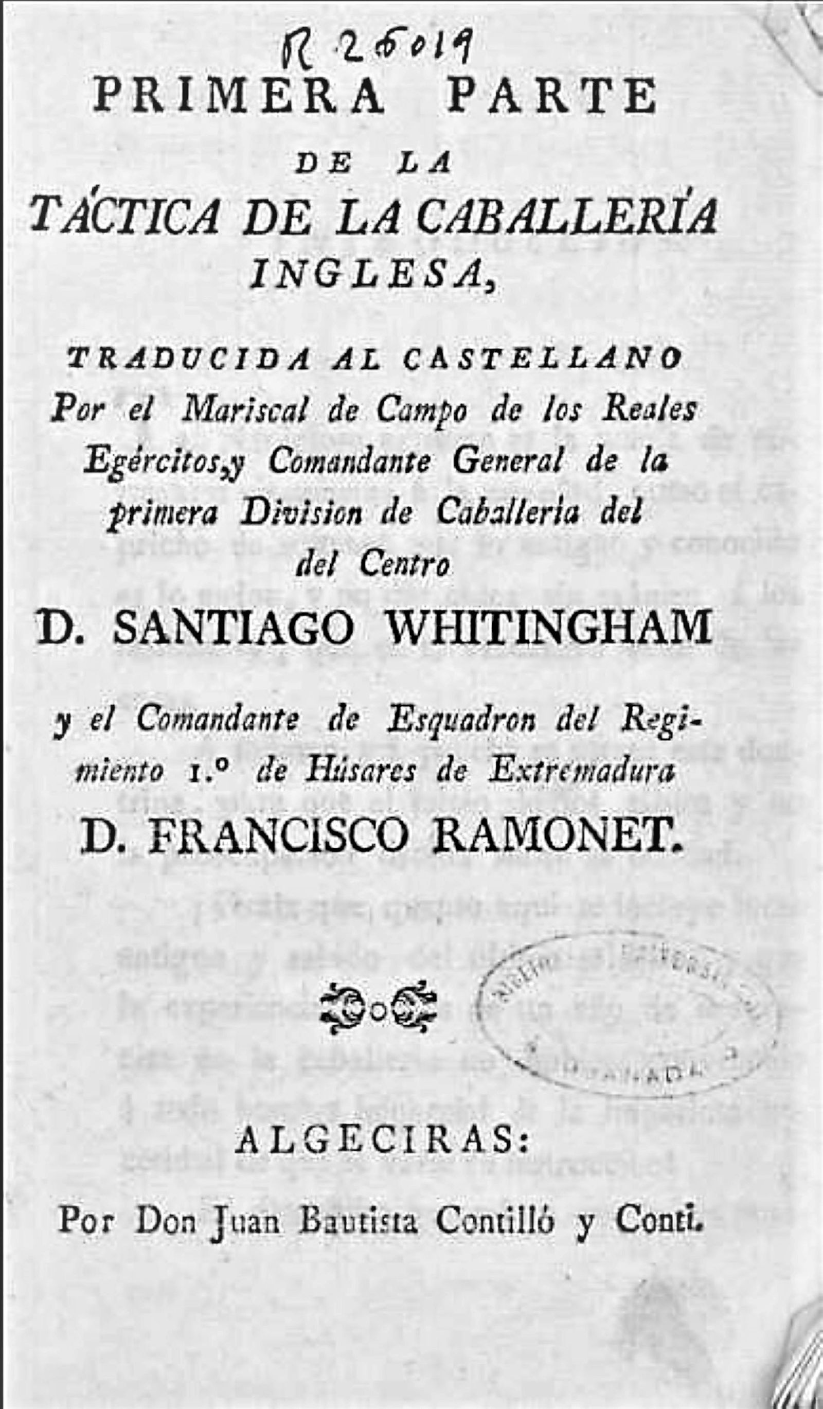 Obra impresa en los algecireños talleres de Contilló y Conti (1821).