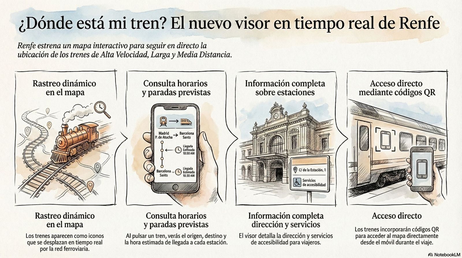 La nueva webpermite consultar el estado del mapa completo, con todos los trenes en movimiento en ese instante, seleccionar cada convoy que se desee o elegir una estación para obtener información de la misma.