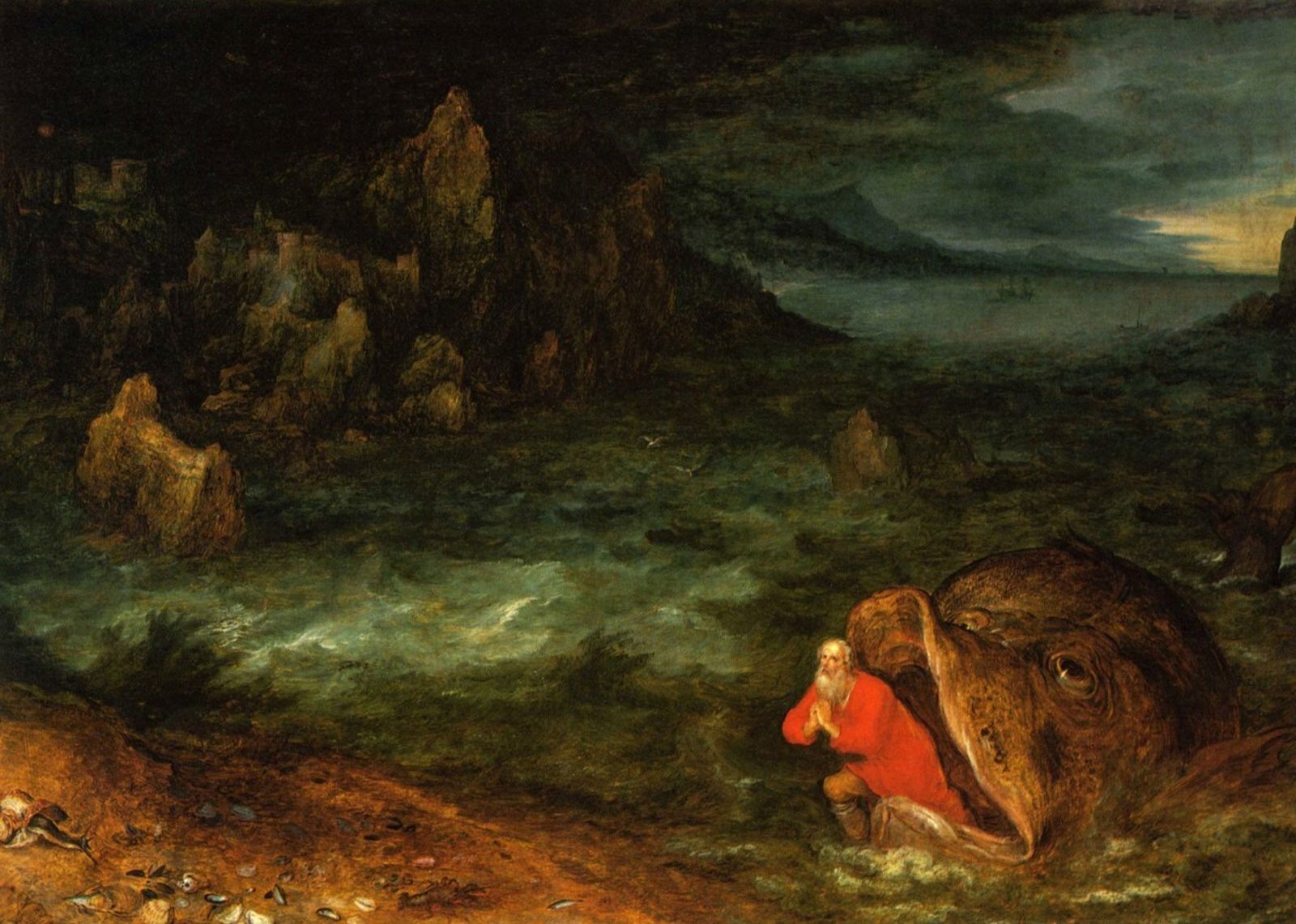 'Jonás arrojado por la ballena', por Brueghel el Viejo, alrededor de 1598.