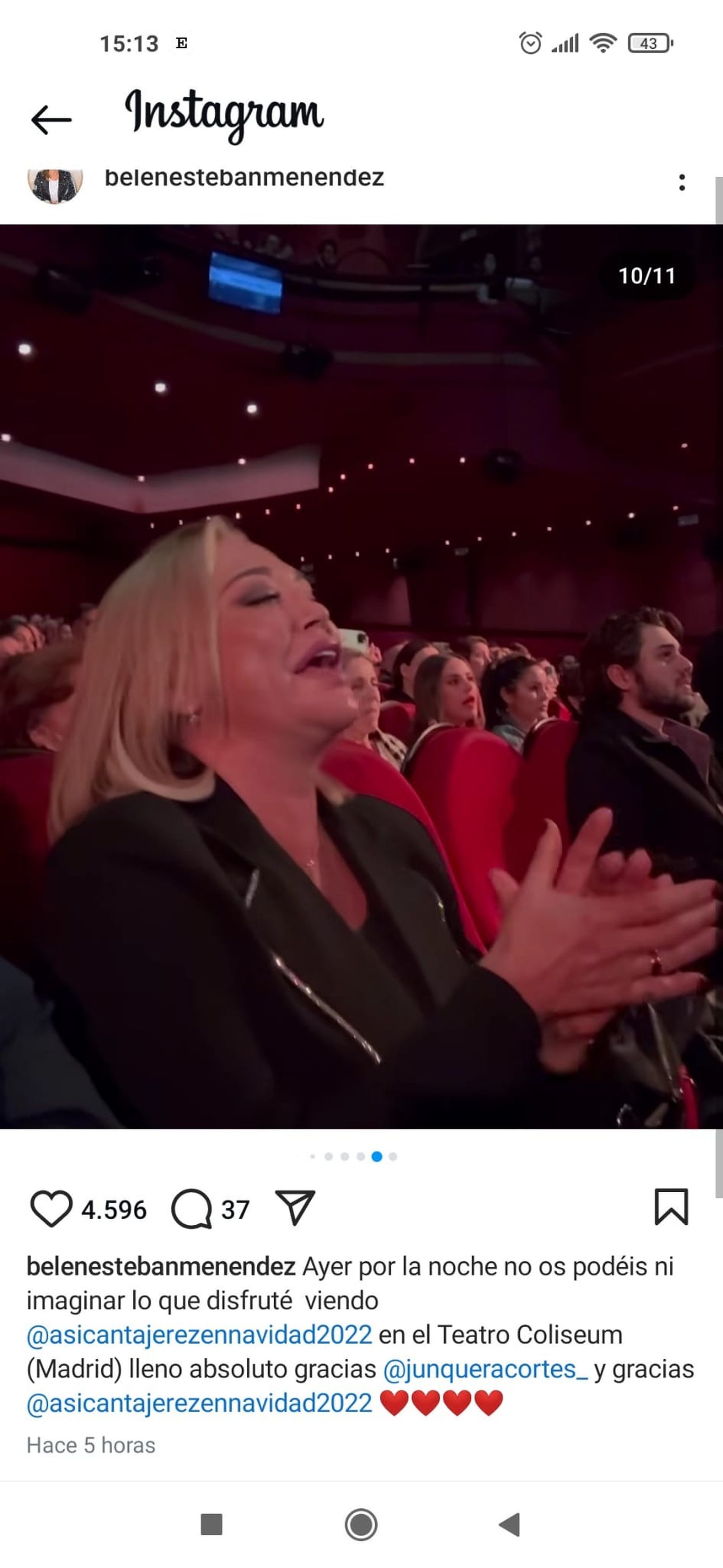 Belén Esteban, cantando durante el espectáculo de villancicos flamencos 'Así canta Jerez en Navidad'.