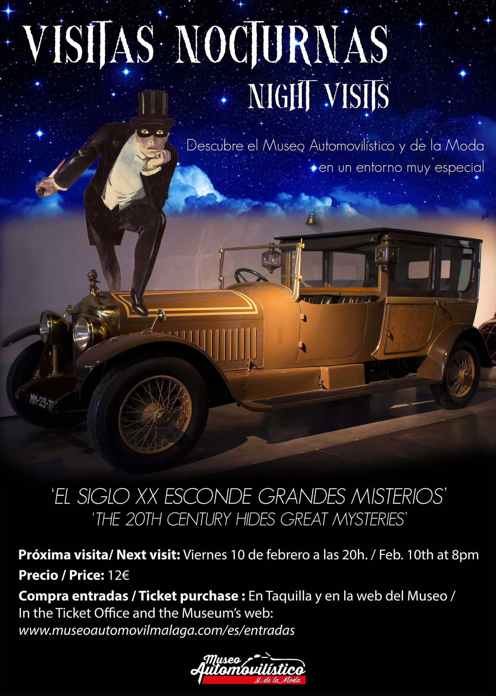 El cartel de las ‘Visitas Nocturnas’ al Museo del Automóvil.