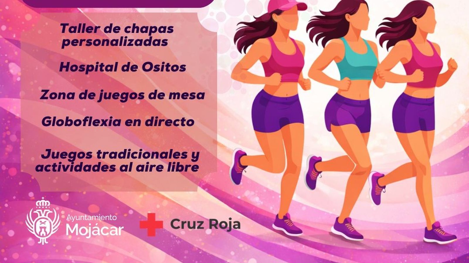 Cartel oficial de la carrera solidaria por el 8M en Mojácar.