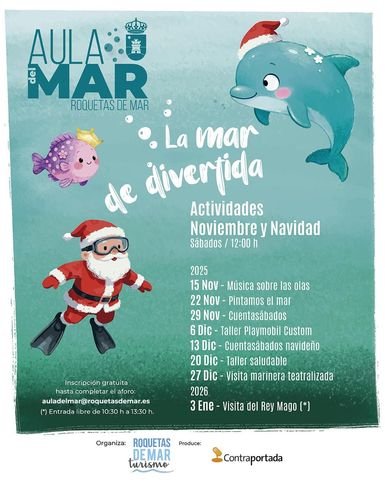Programa Aula del Mar para el mes de noviembre y Navidad.