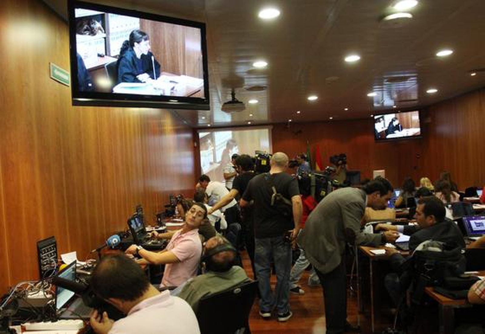 Sala de prensa en el interior de la Ciudad de la Justicia.