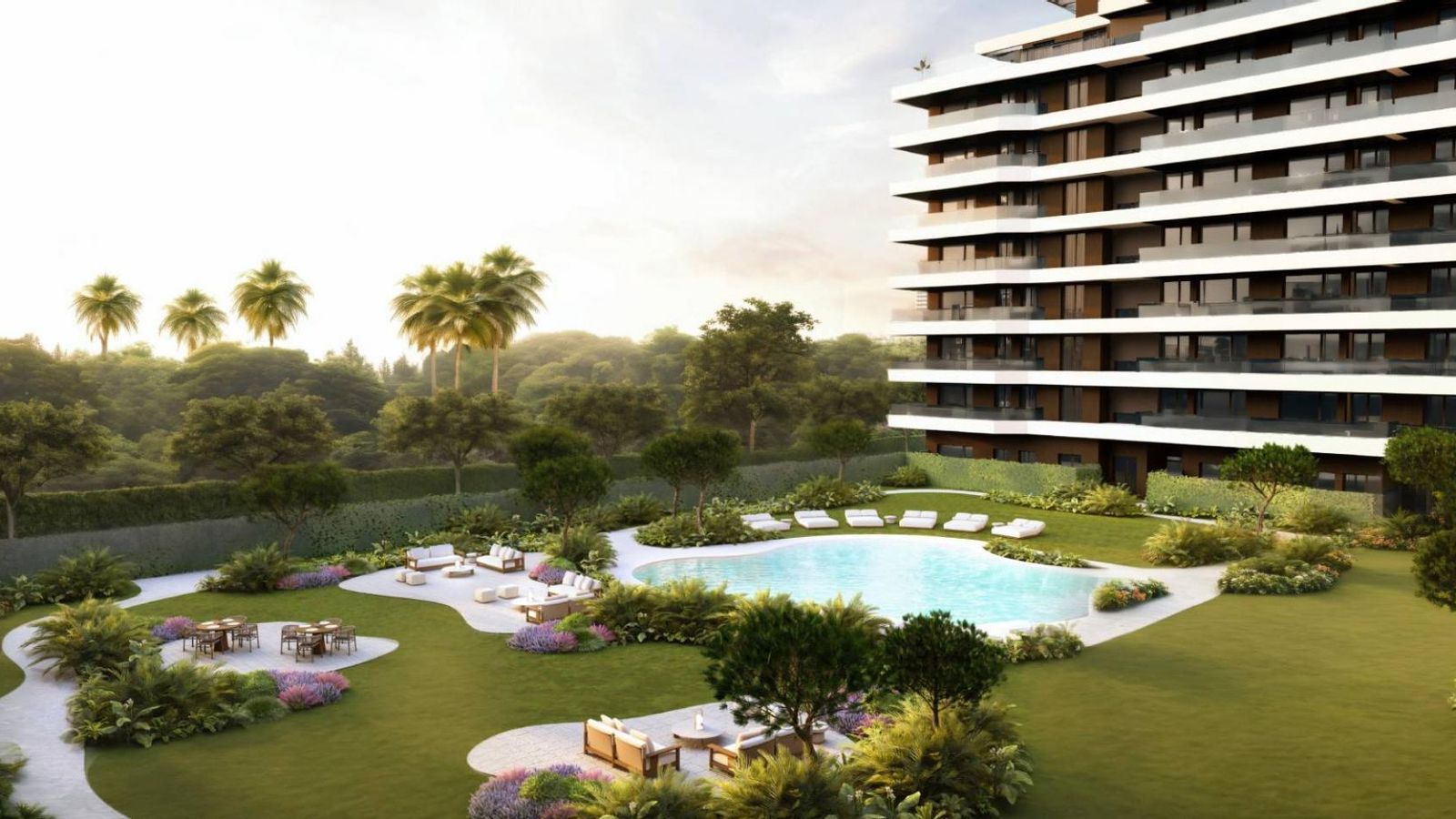 Piscina y chill out de Jardines de Cruz del Campo