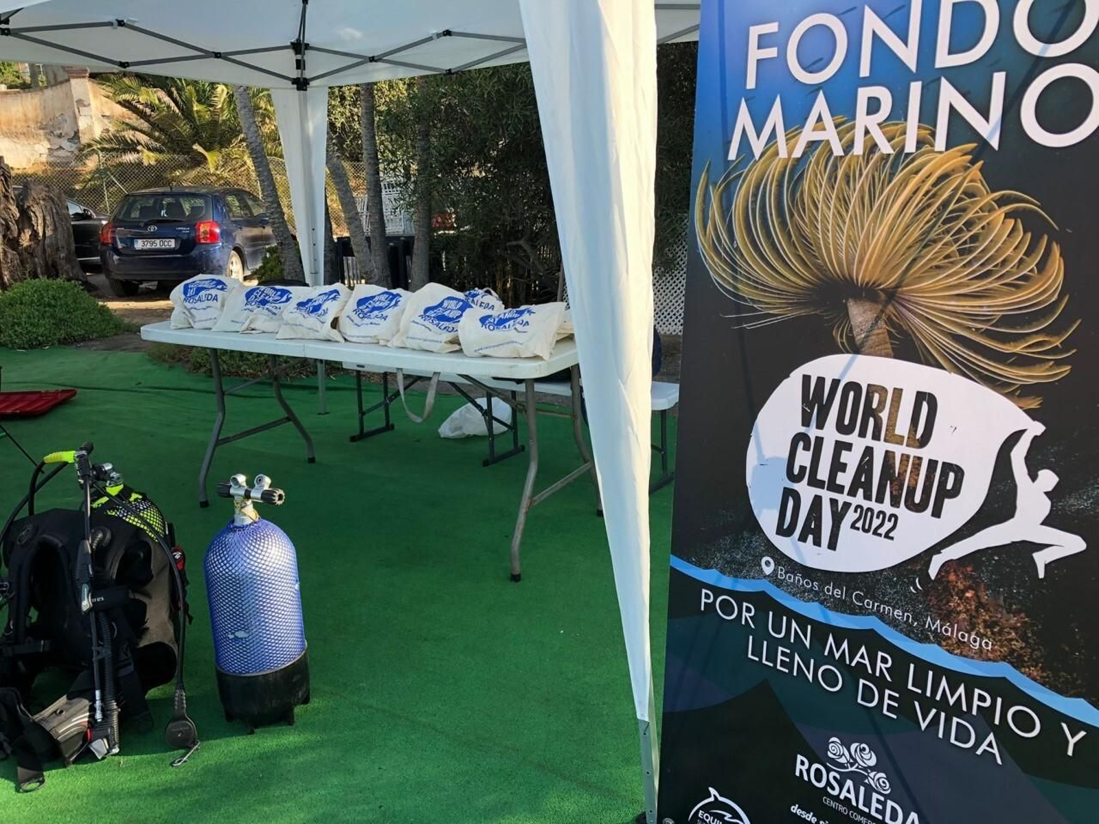 Punto de encuentro de la jornada de limpieza de fondos marinos.