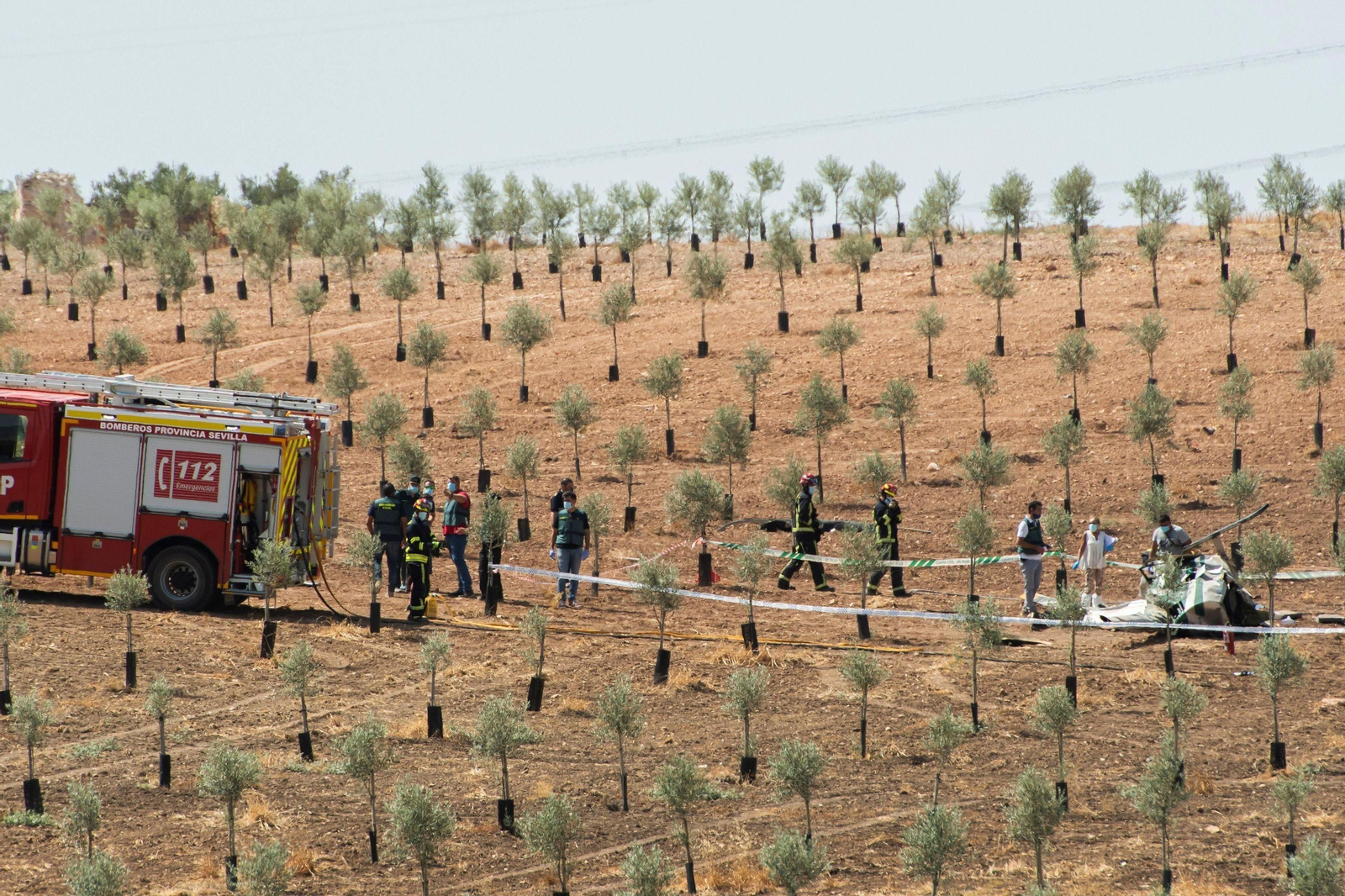 Imágenes del accidente de un helicóptero en Pedrera