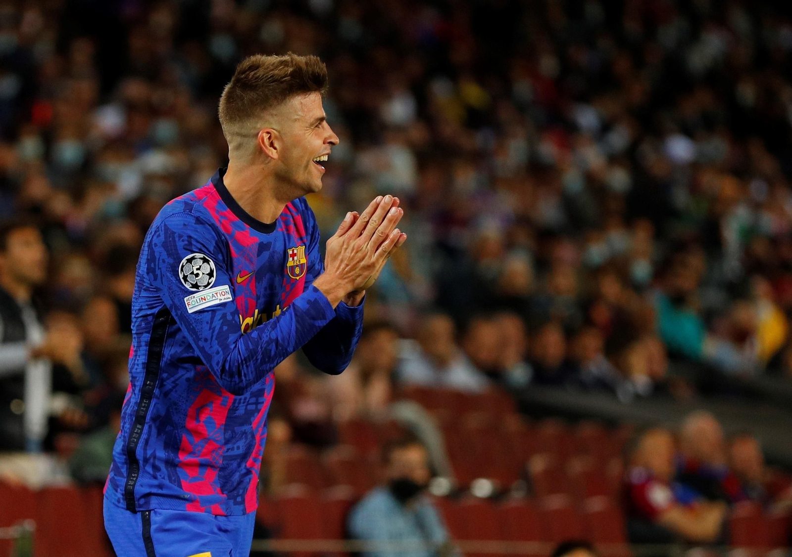 Gerard Piqué, en un partido de Champions con el Barcelona.