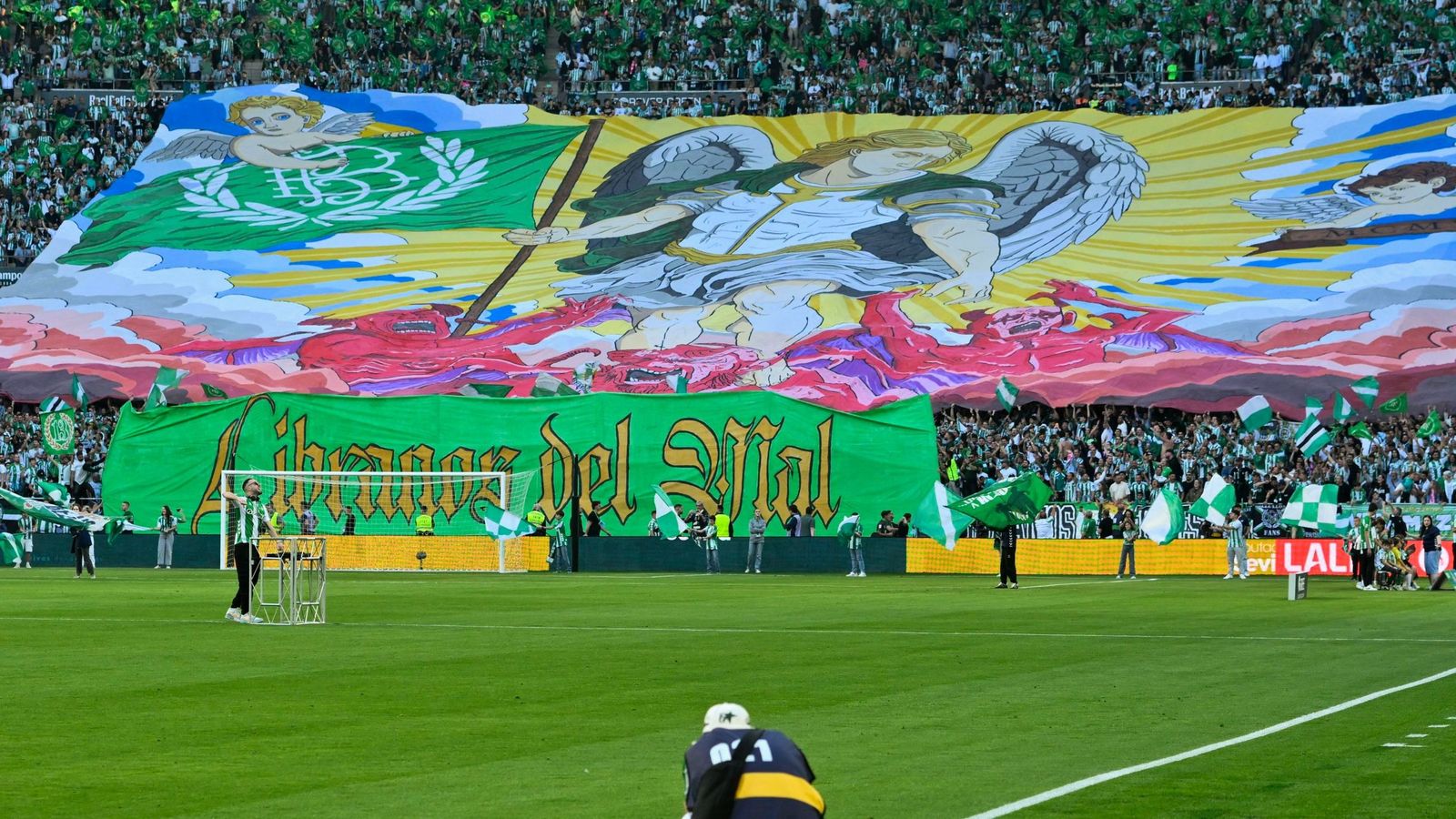 El tifo de la afición del Betis en La Cartuja.