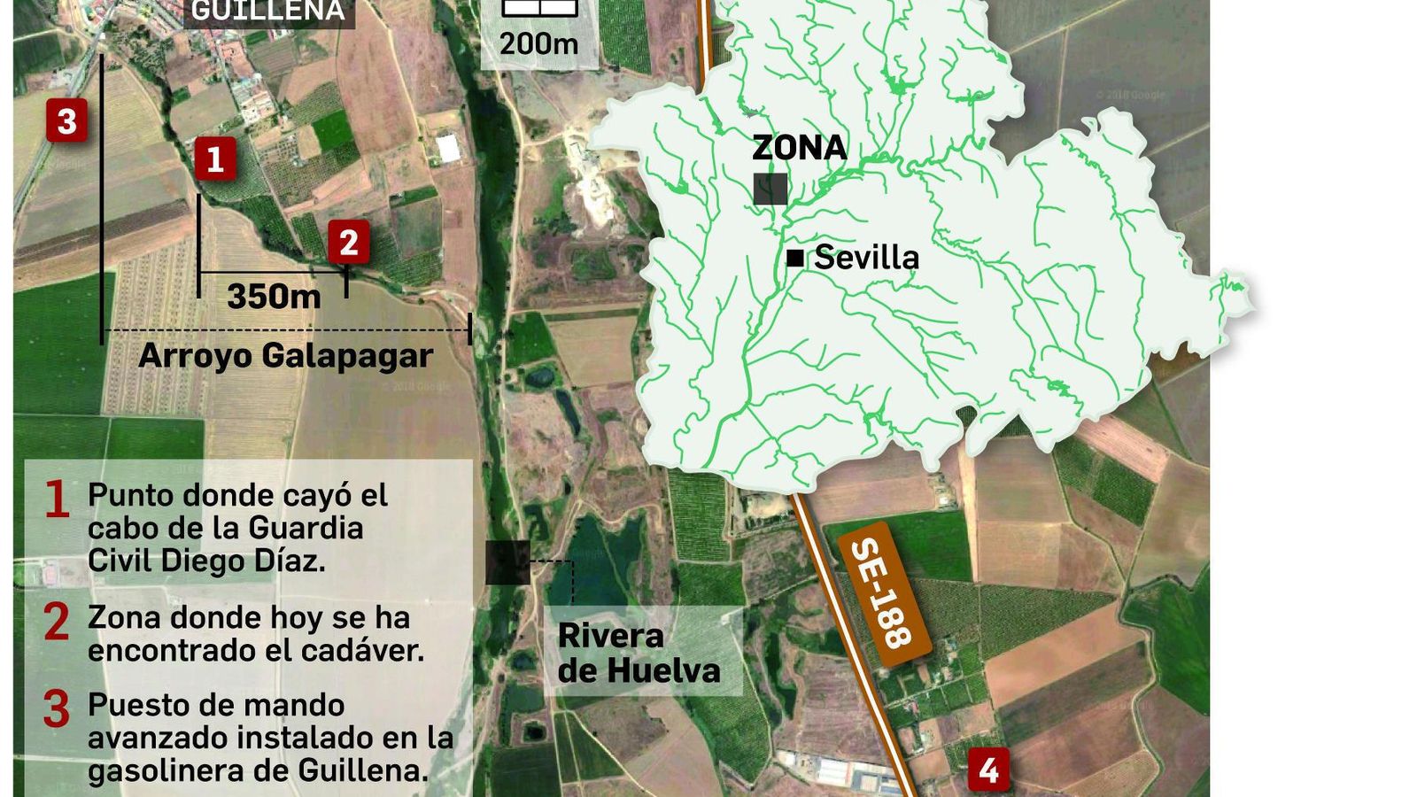 El helicóptero con los restos mortales del cabo primero despega en el lugar en el que fue encontrado el cadáver.