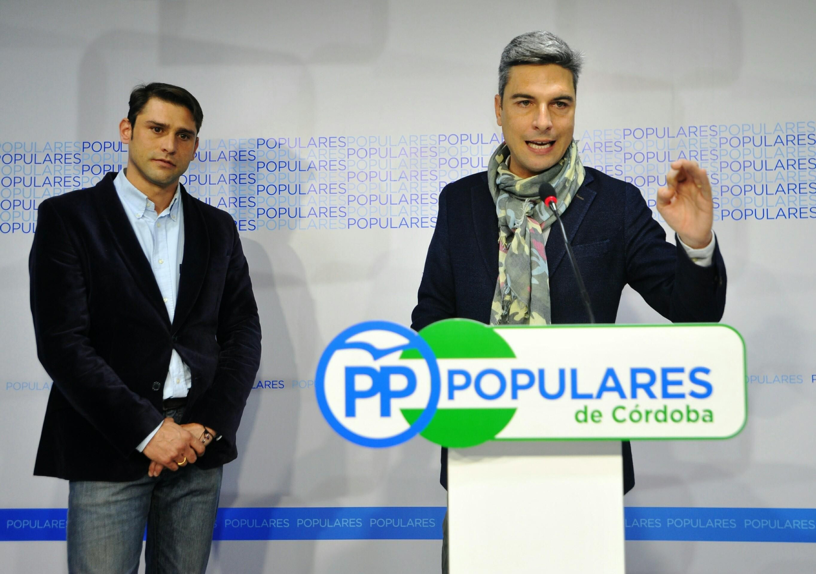 Pedro López y Andrés Lorite, durante la comparecencia de ayer en la sede del PP cordobés.