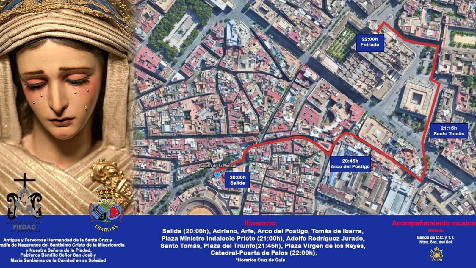 Itinerario del traslado de la Piedad del Baratillo a la Catedral