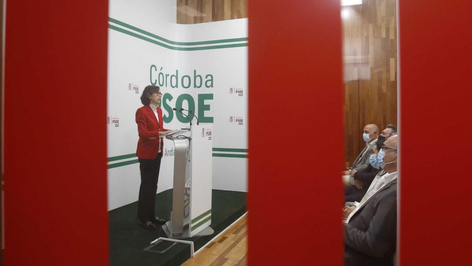 Rosa Aguilar durante su intervención en la sede del PSOE.