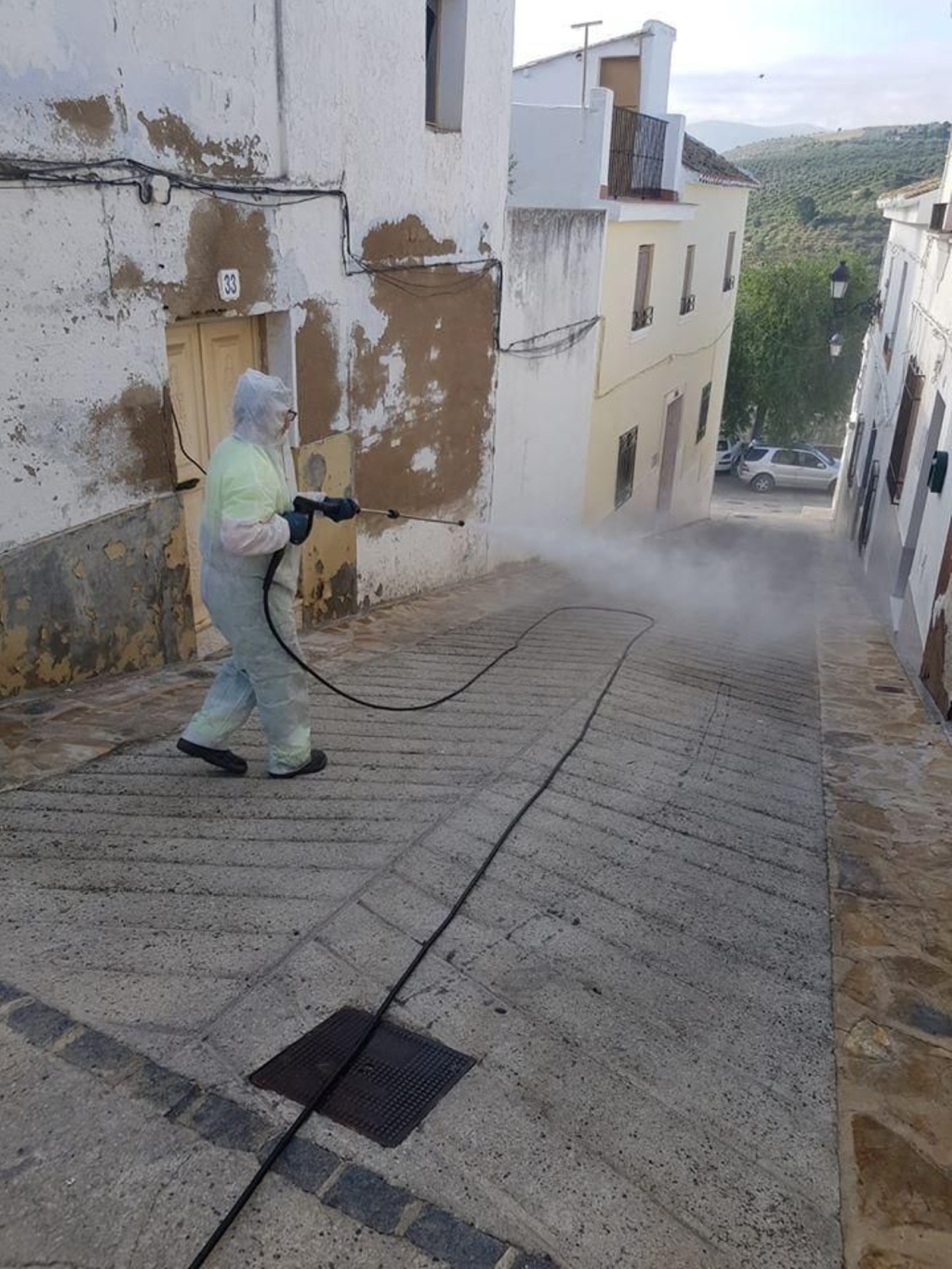 Labores de desinfección en Baena.