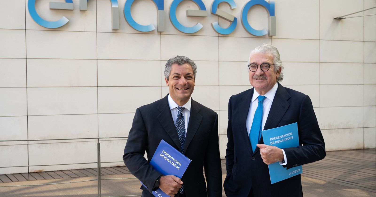 Luca Passa y José Bogas en la presentaciópn de resultados semestrales de Endesa.