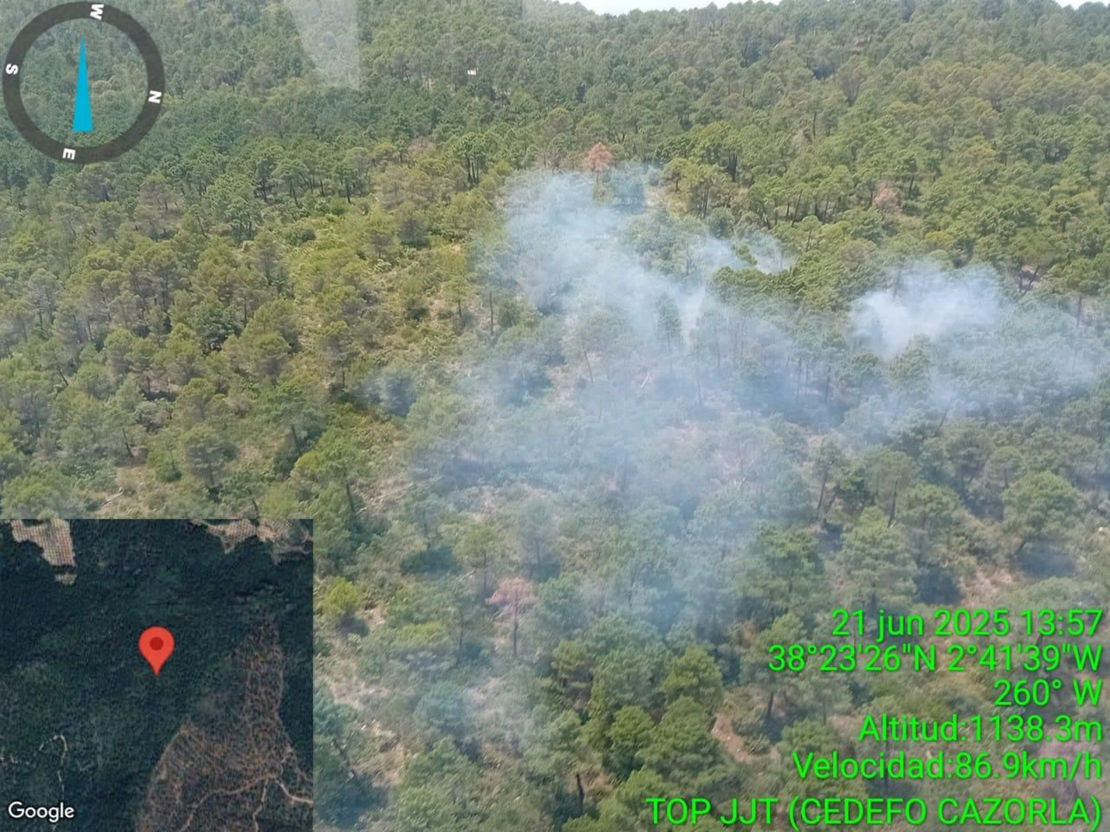 Imagen del incendio en Jaén.