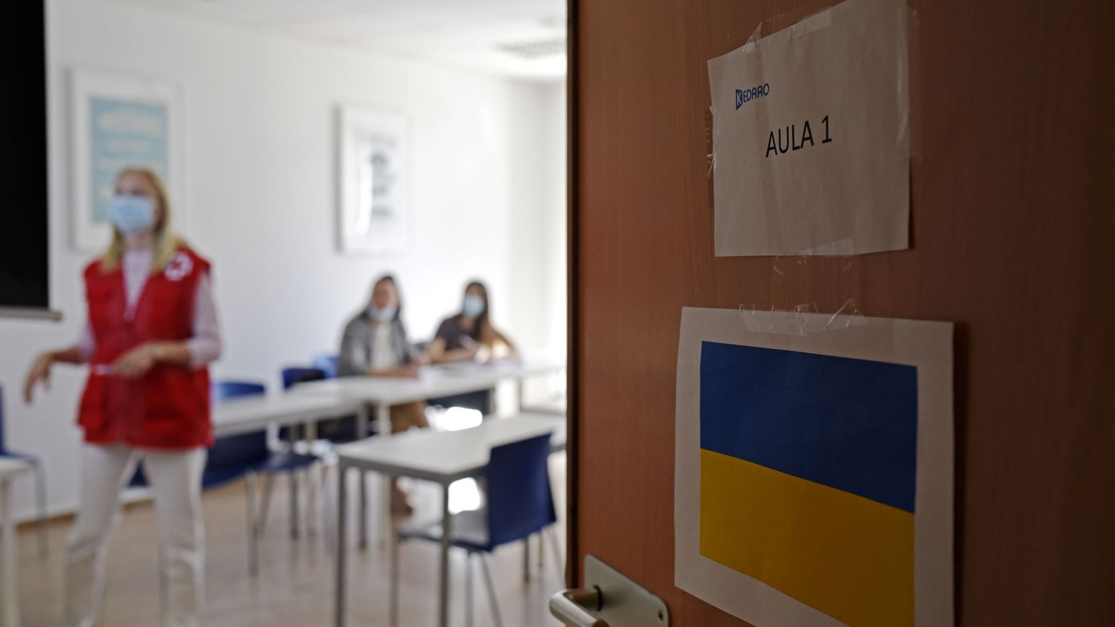 Una de las aulas que ha facilitado la FOE en su sede para las clases de Cruz Roja.