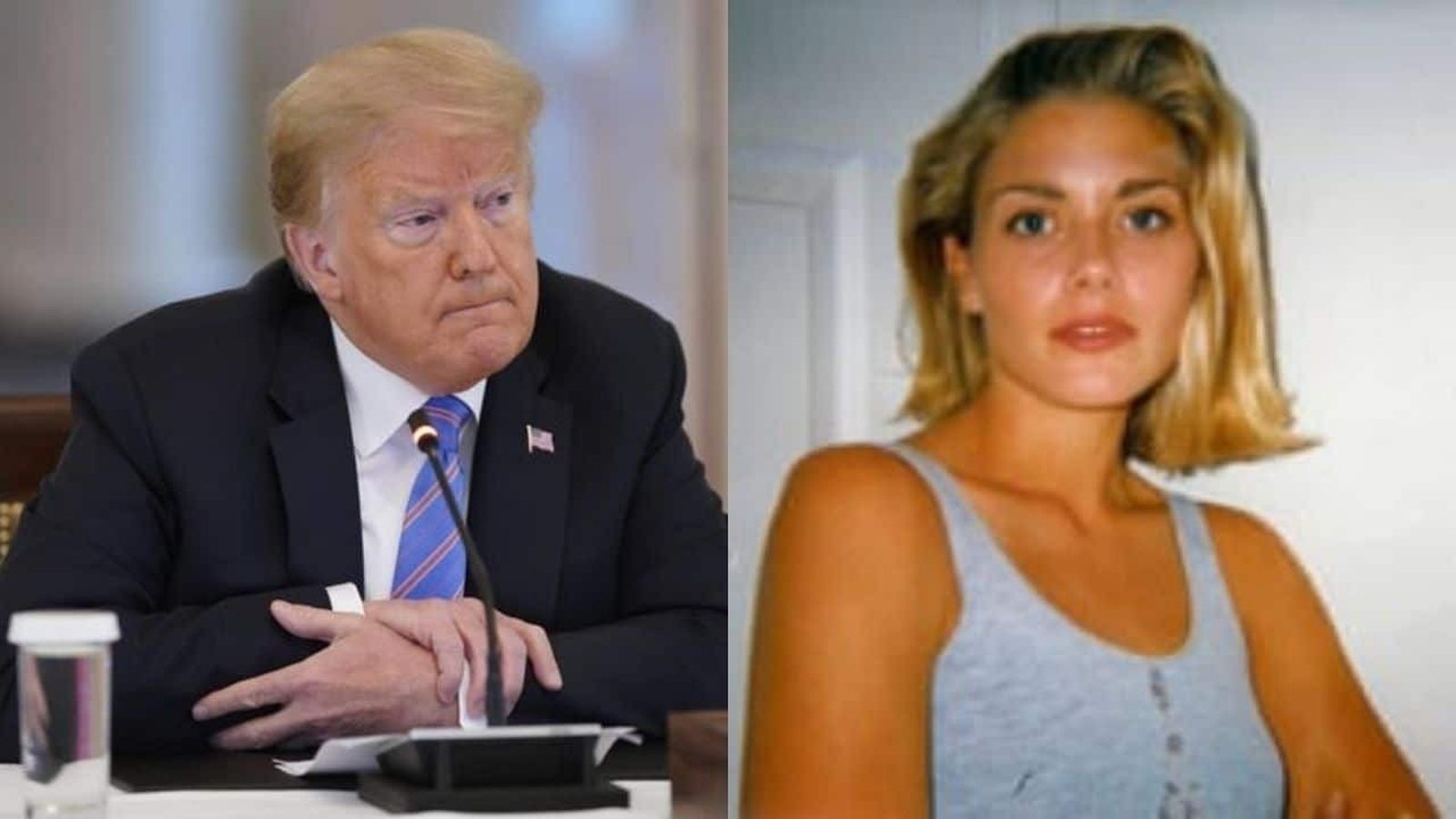 Fotomontaje del presidente Donald Trump junto a una imagen de Amy Dorris, cuando trabajaba como modelo.