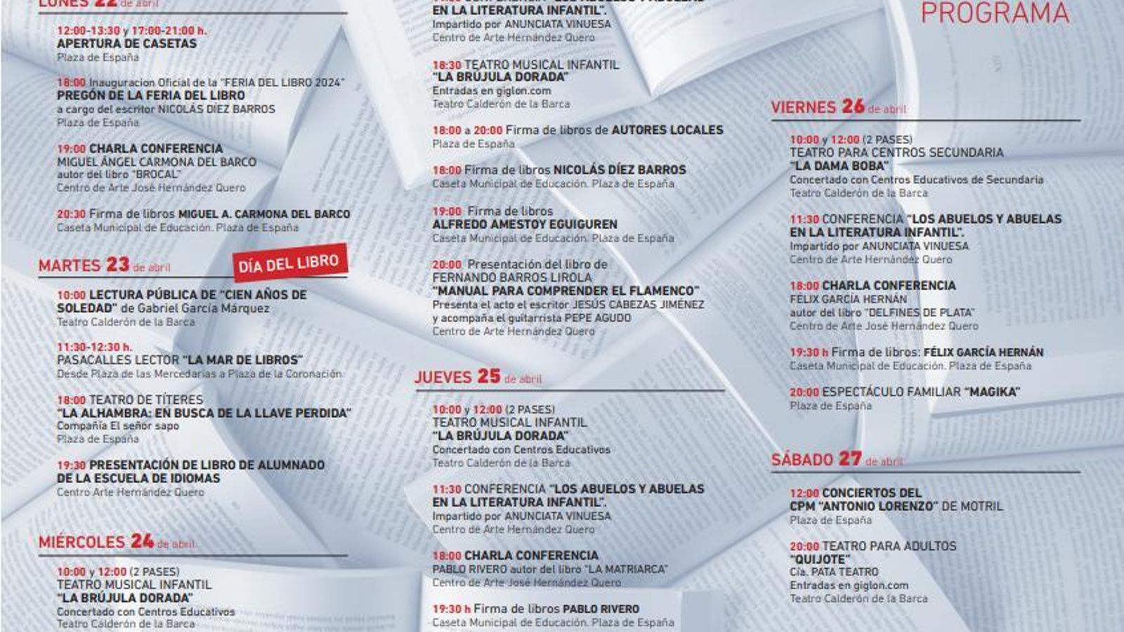 Tríptico 40ª Feria del Libro Motril