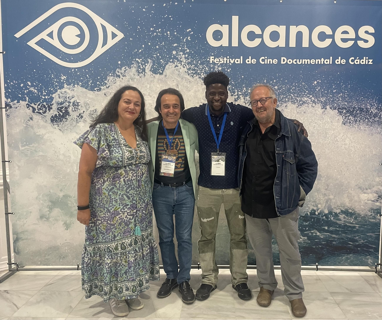 Blanca Rey, David Morales,  Modibo Touré y Juan José Téllez, en el estreno del documental.