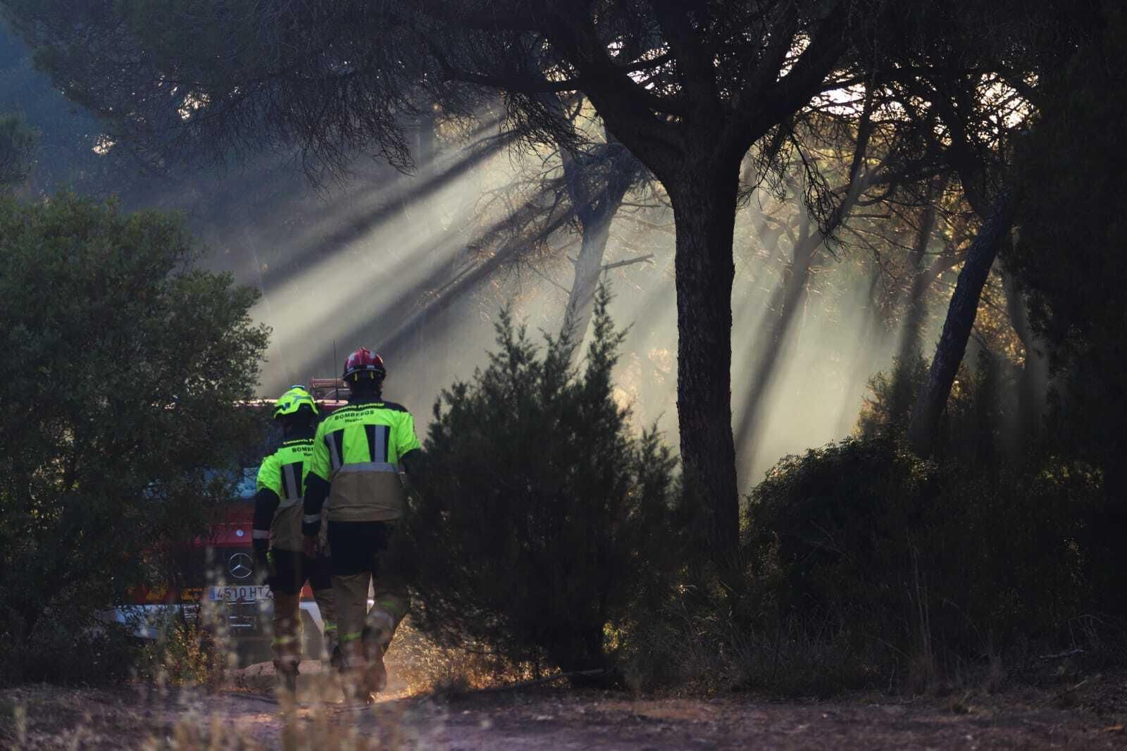 Fuego en la laguna de El Portil: las imágenes del incendio