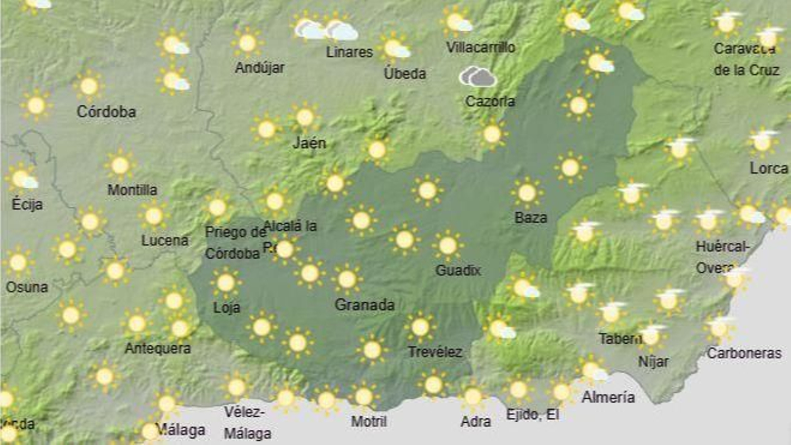El Tiempo en Granada el 23 de octubre de 2025
