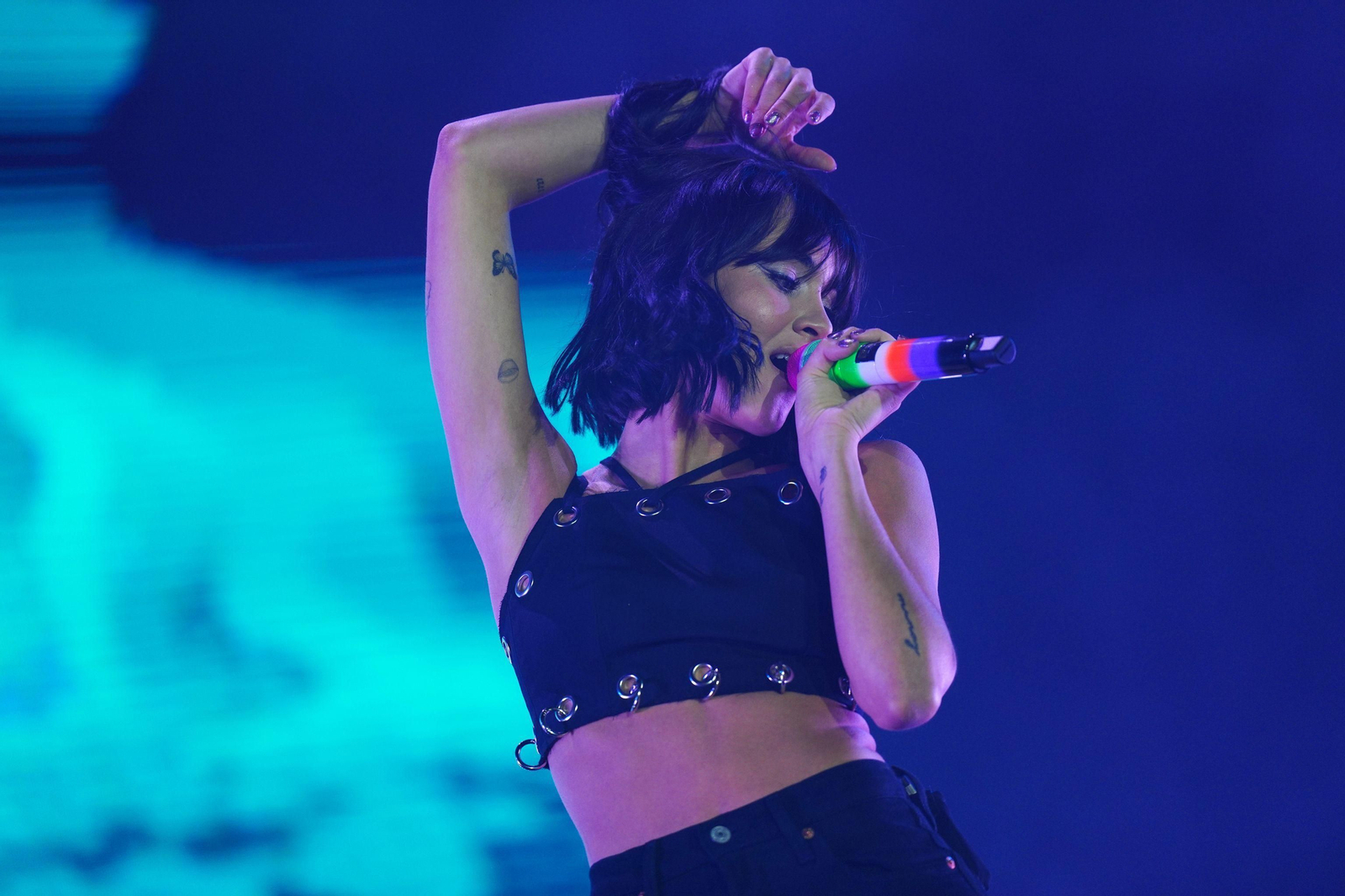 La cantante Aitana durante su último concierto en Santiago de Compostela.