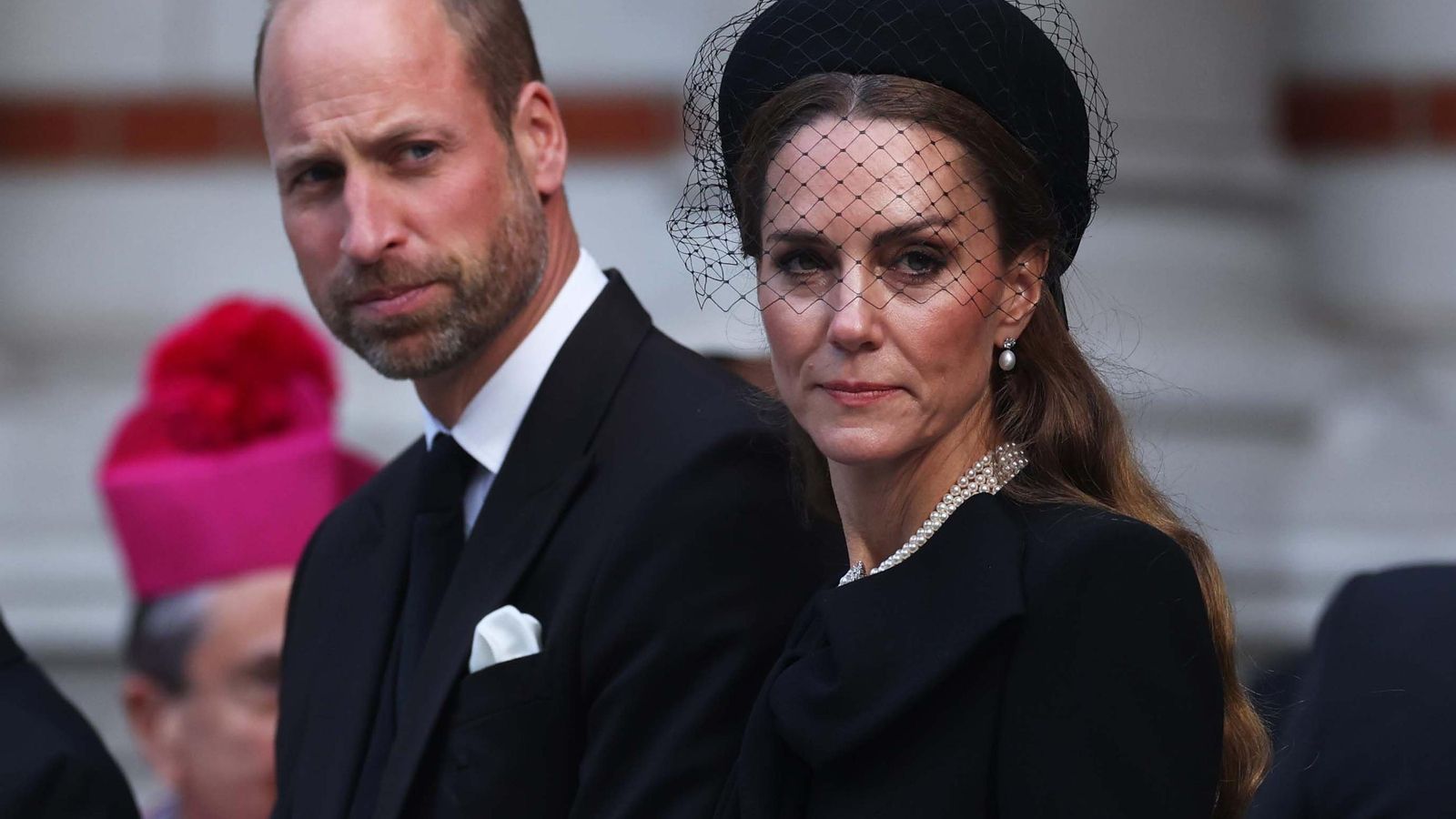 Los príncipes de Gales en el funeral de la duquesa de Kent