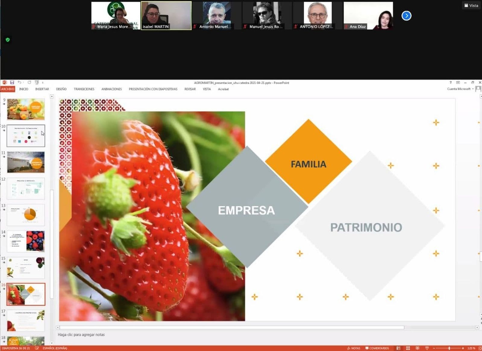 Sesión del ciclo de Empresas Familiares de la Cátedra Caja Rural del Sur de la Universidad de Huelva.
