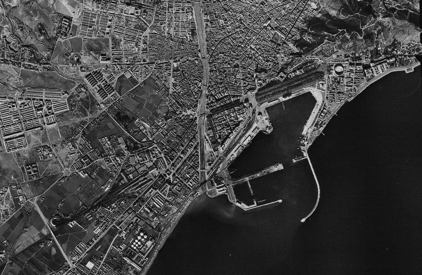 Vista aérea de Málaga capital 1956