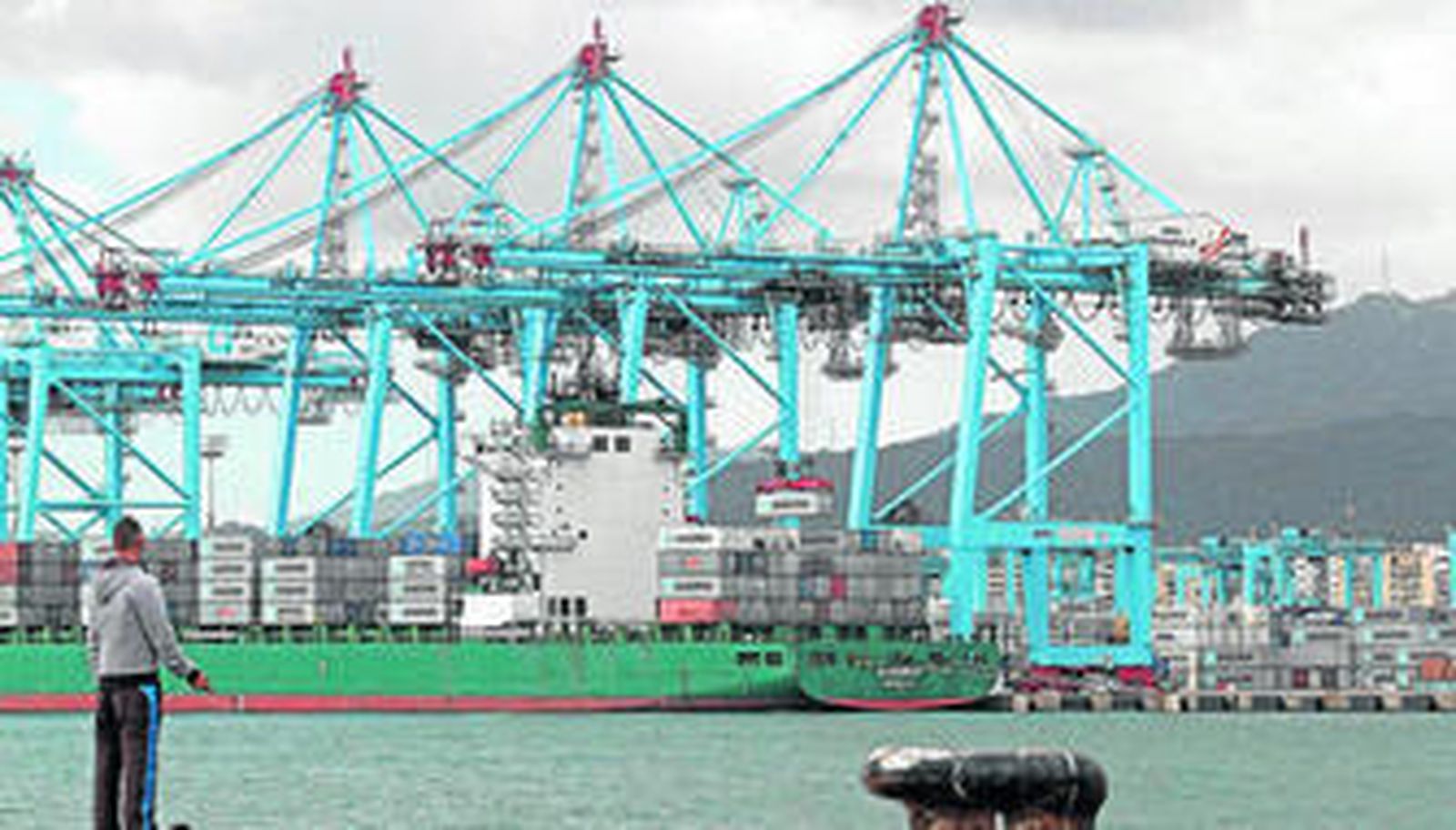 Grúas y contenedores de mercancías en el puerto de Algeciras, uno de los principales de España.