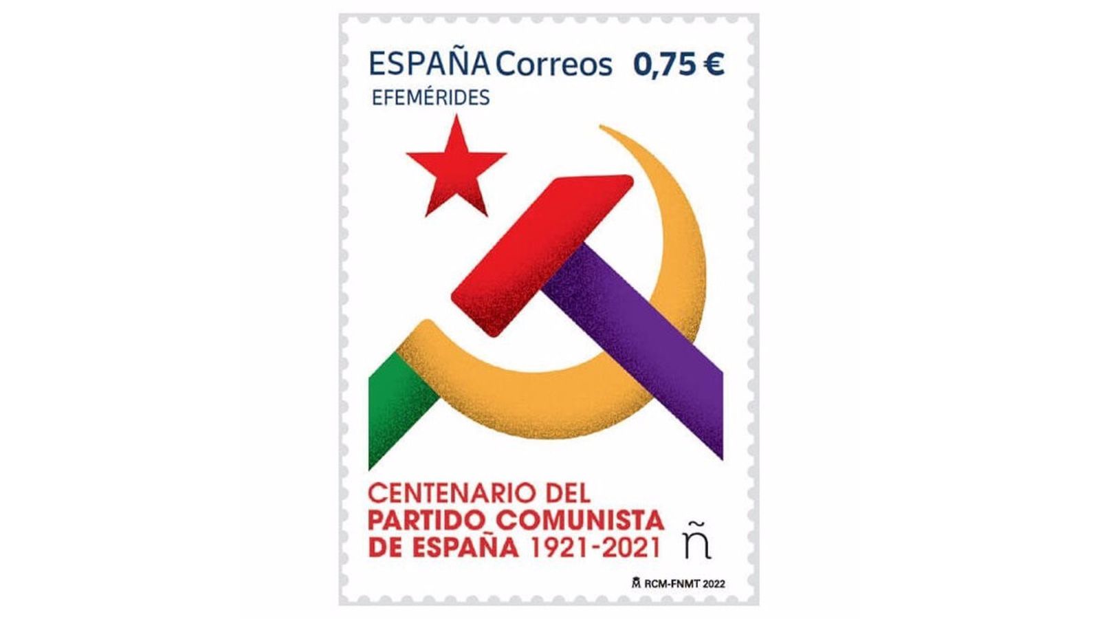 El sello de Correos que conmemora el centenario del PCE