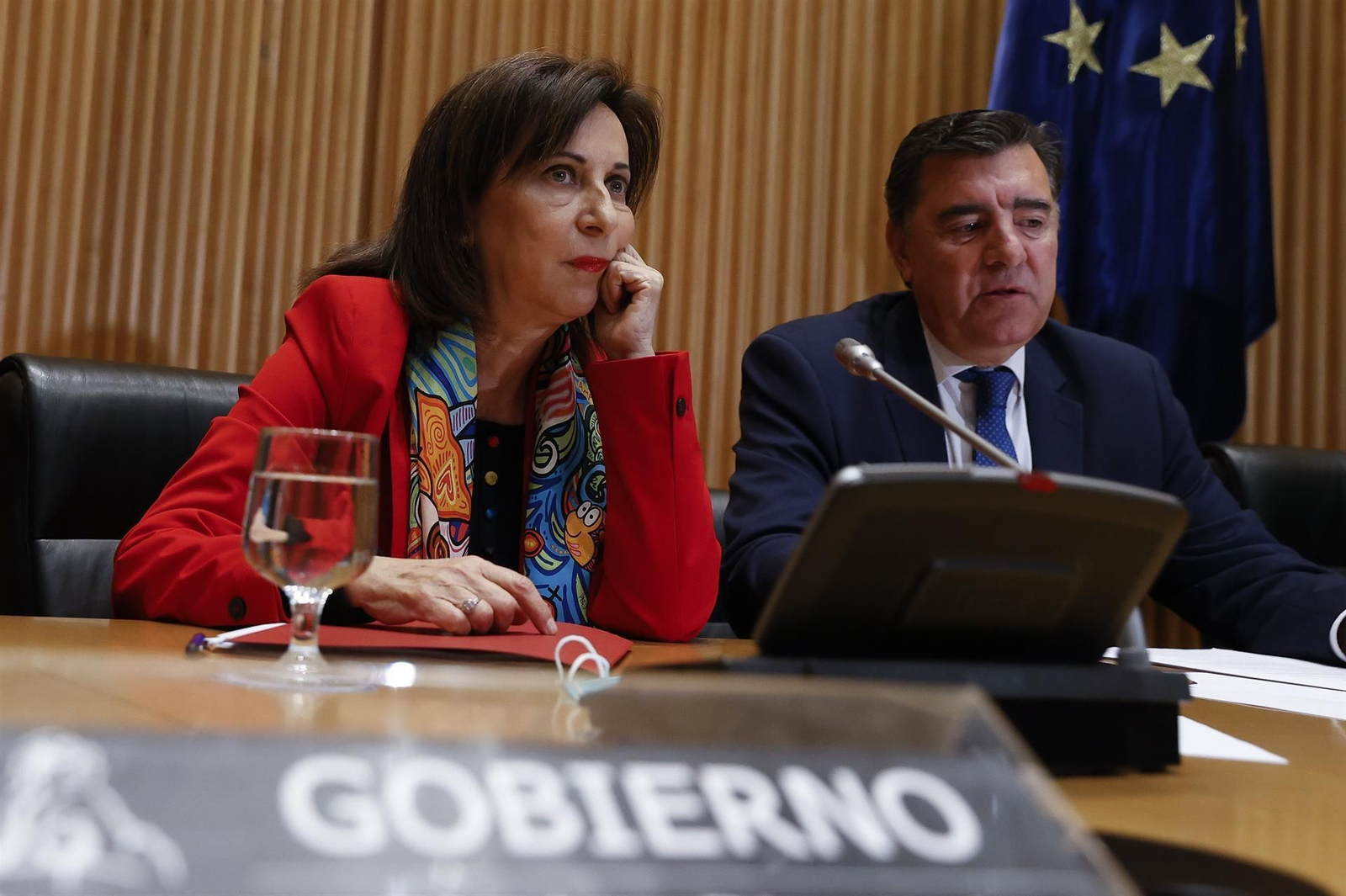 La ministra de Defensa, Margarita Robles, durante su comparecencia este miércoles ante la Comisión de Defensa del Congreso de los Diputados